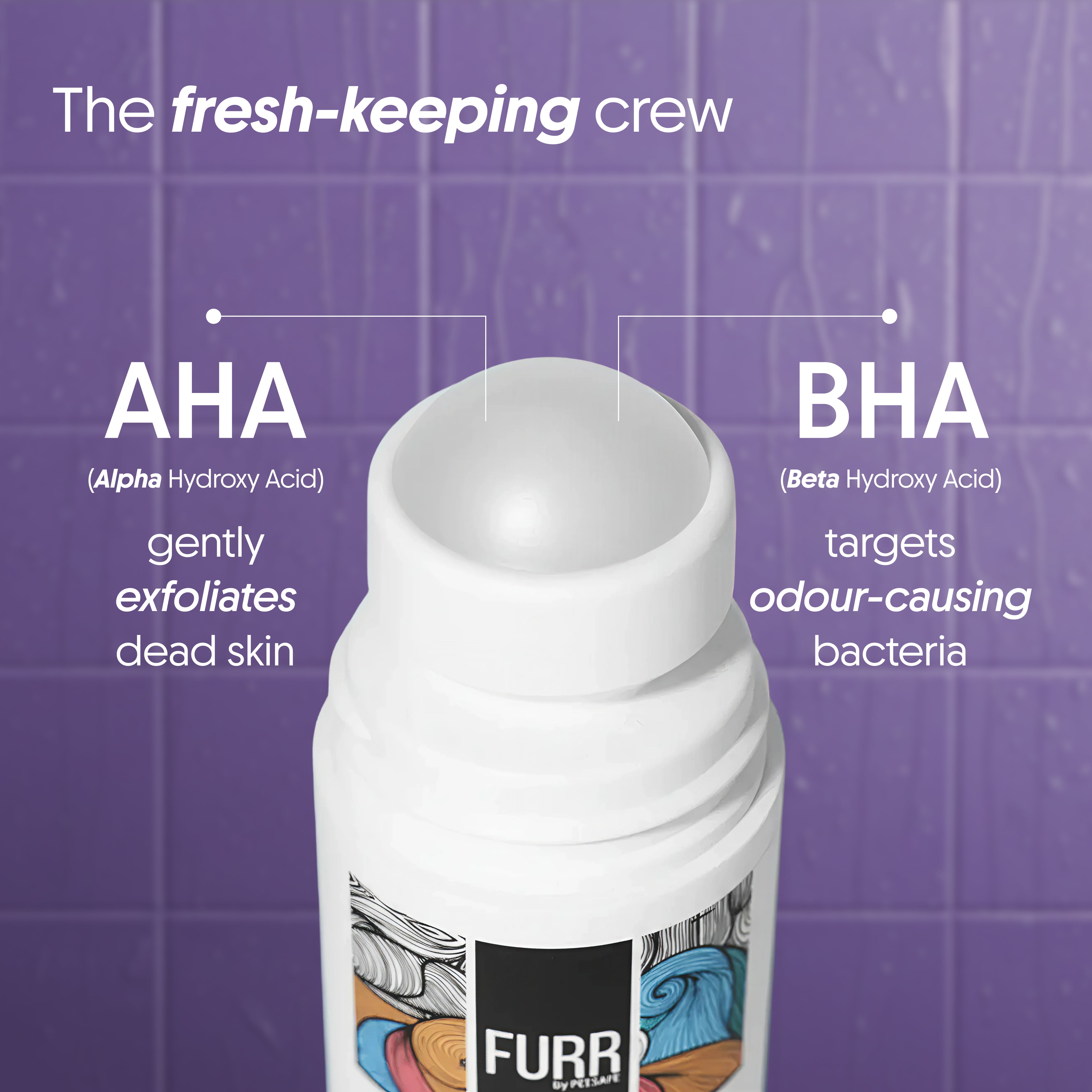 Furr 4% AHA BHA Underarm Roll-On - Aqua - (BYOC)