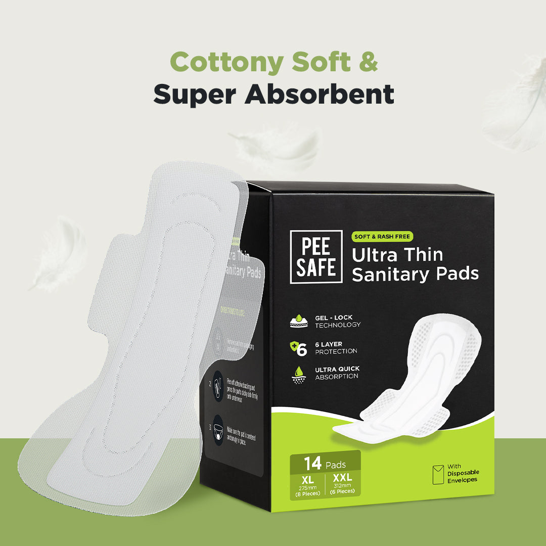 Pee Safe Ultra Thin Sanitary Pad (8 XL & 6 XXL) - Pack of 14