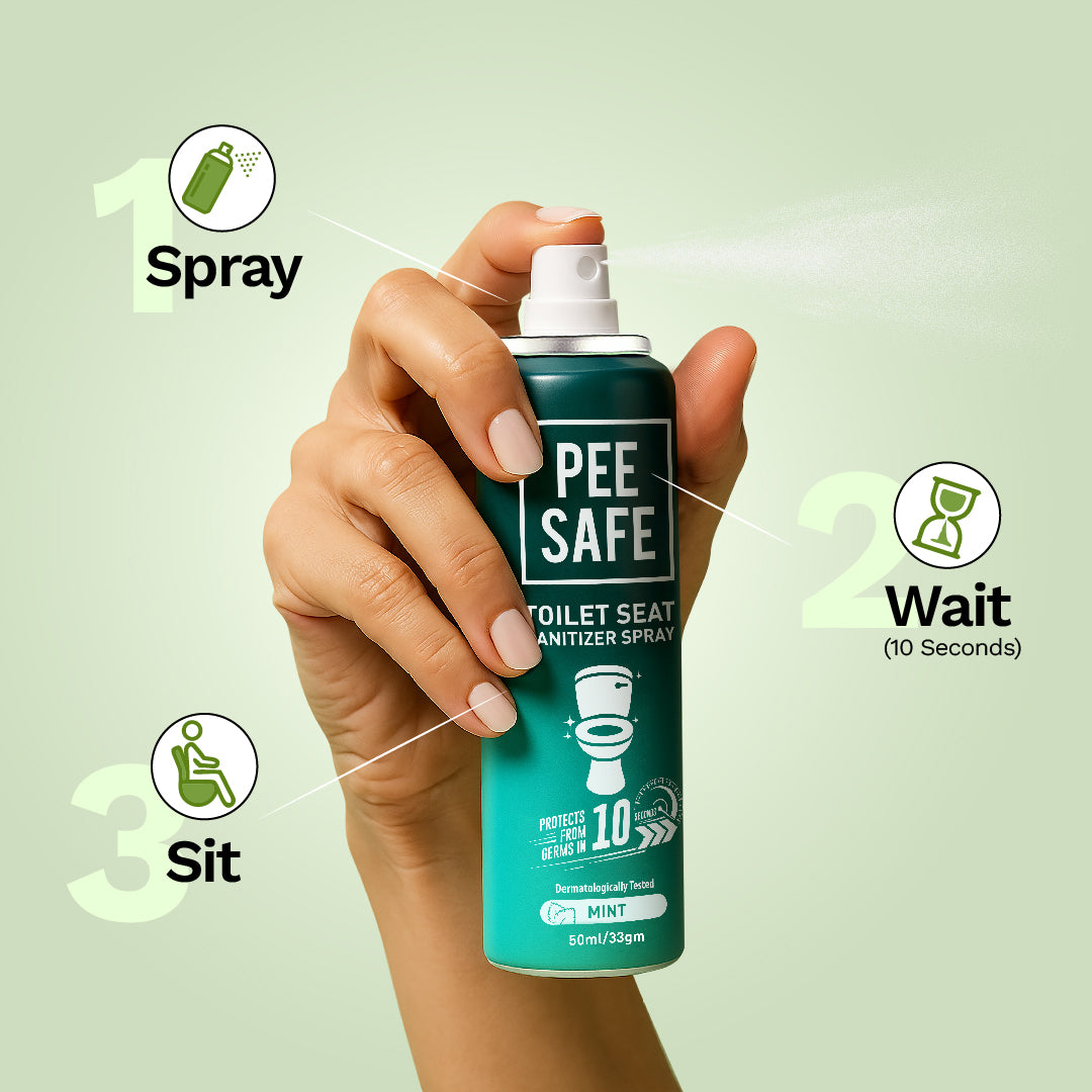 Pee Safe Toilet Seat Sanitizer Spray (Mint) - 50 ML- BYOC