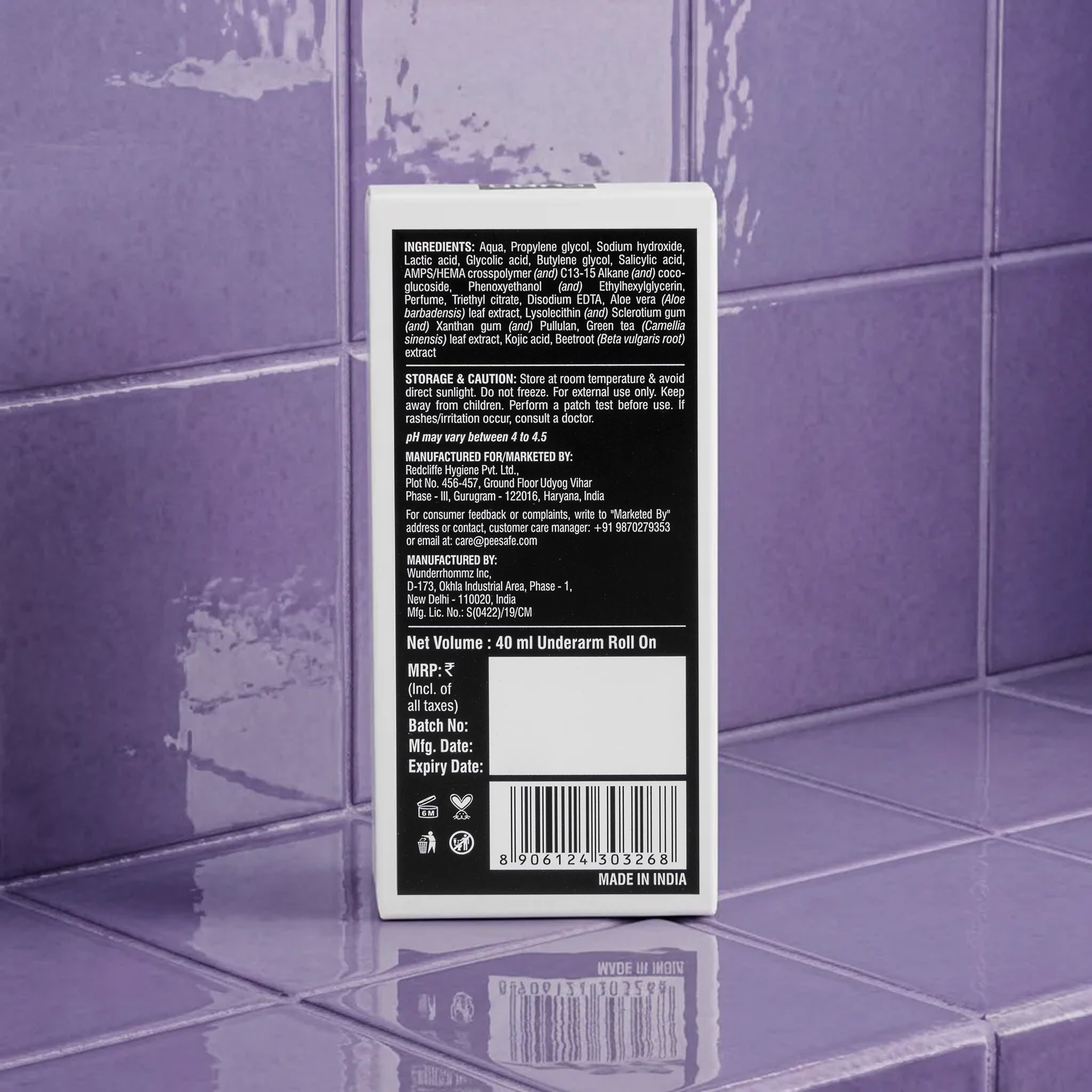 Furr 4% AHA BHA Underarm Roll-On - Aqua - (BYOC)