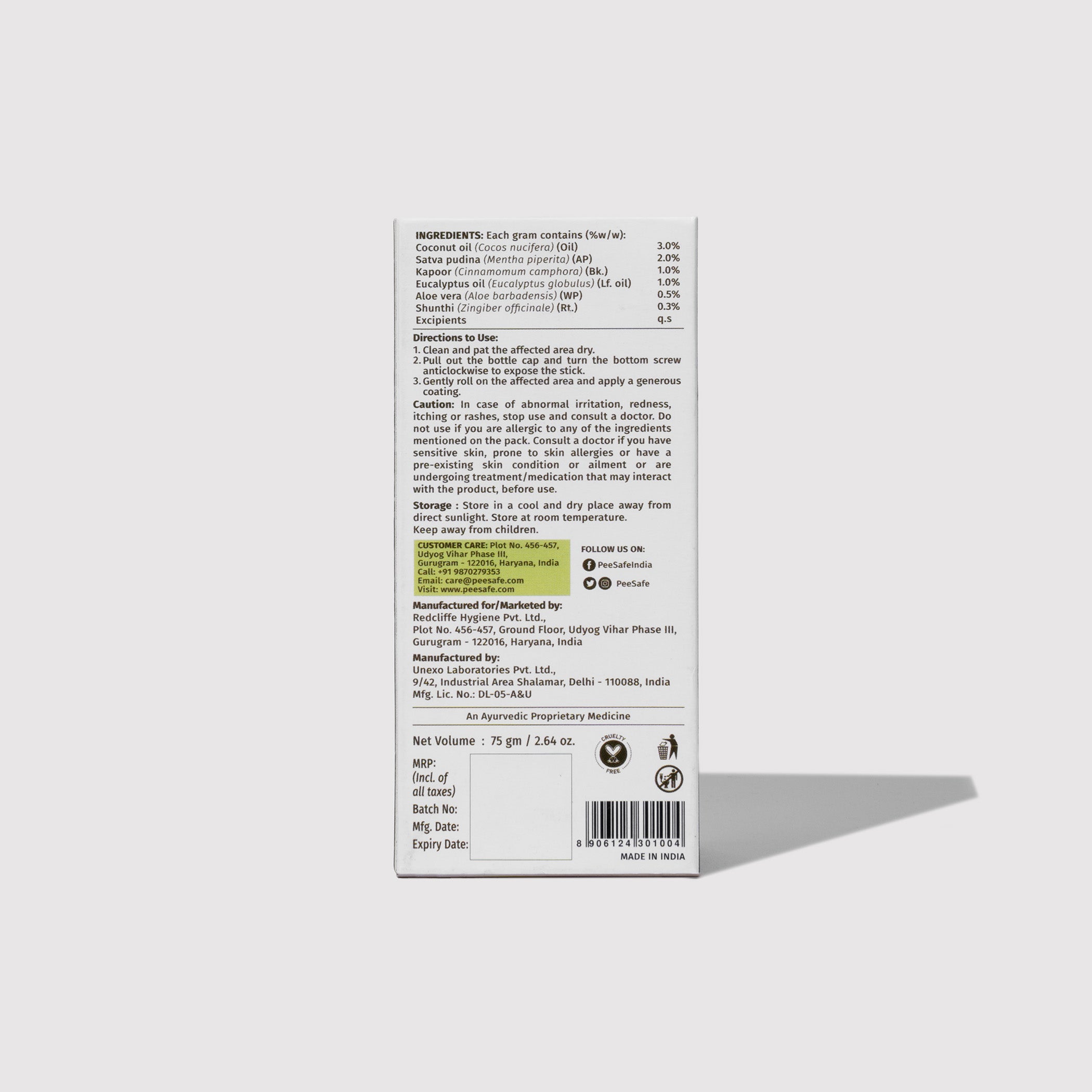 Pee Safe Anti Chafing Stick (75 GM)