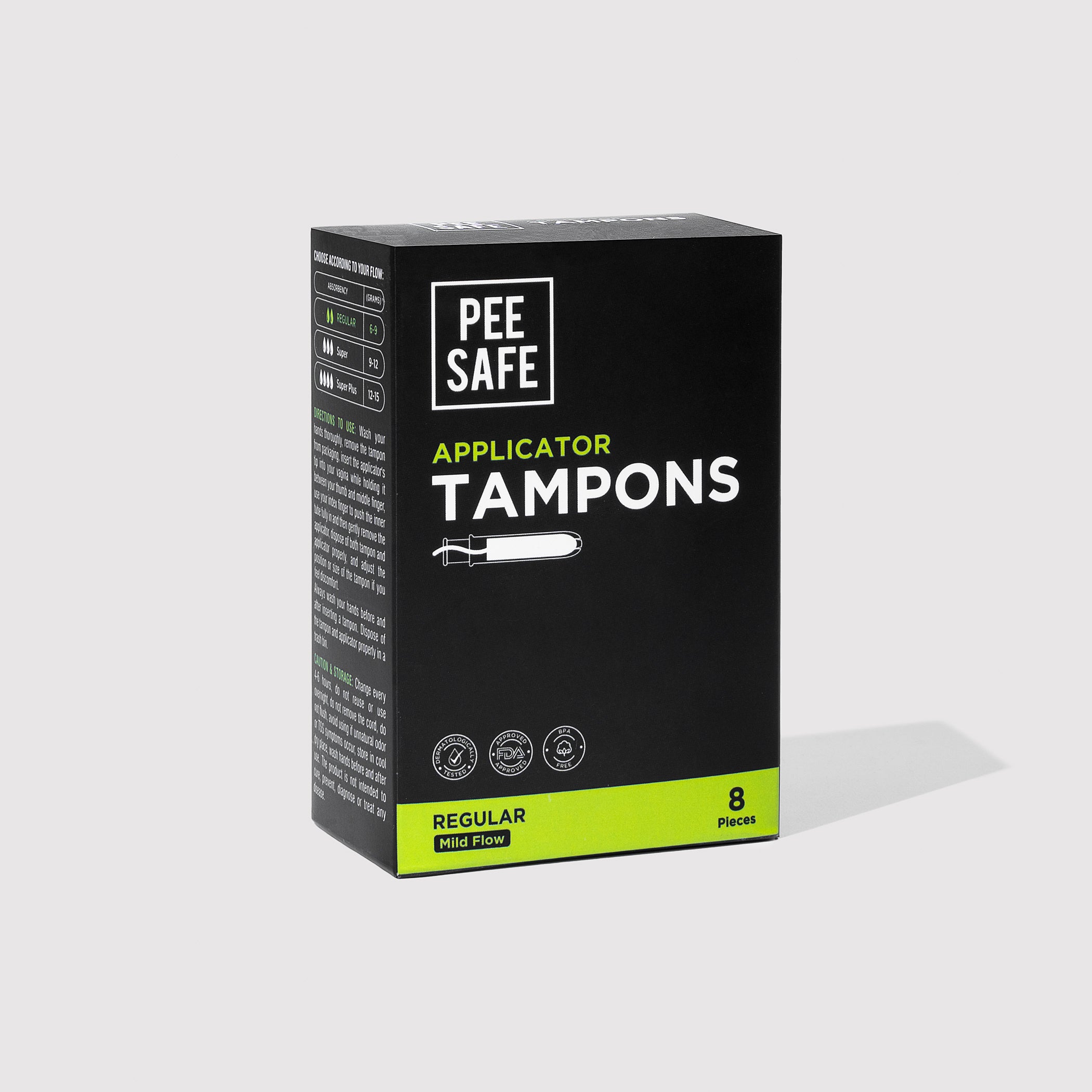 Pee Safe Applicator Tampons - Regular (8 Tampons) - BYOC