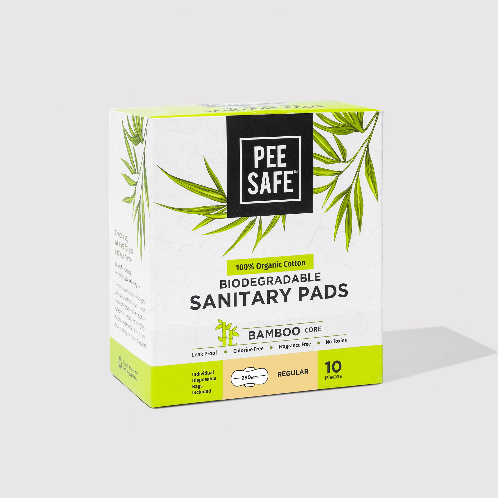 Pee Safe Biodegradable Sanitary Pads - Regular (Pack of 10) - BYOC