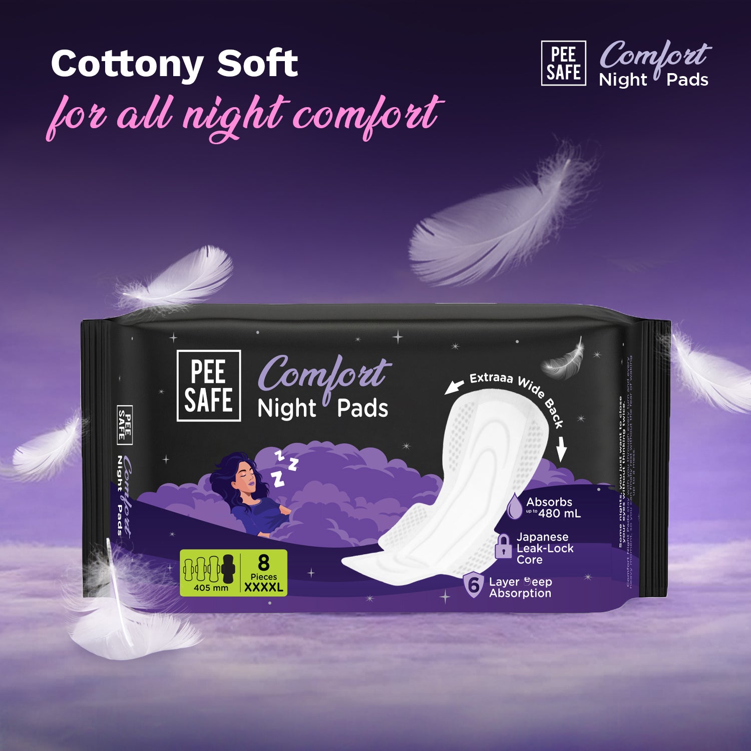 Pee Safe Comfort Night Pads XXXXL 8N