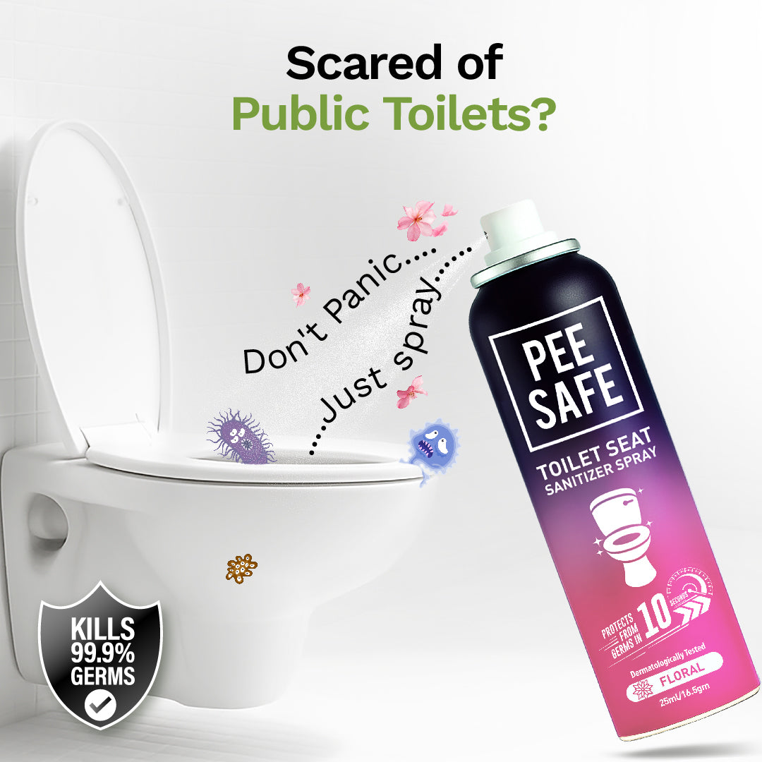 Pee Safe Mini Toilet Seat Sanitizer Spray (Floral) - 25 ML (Pack Of 6)