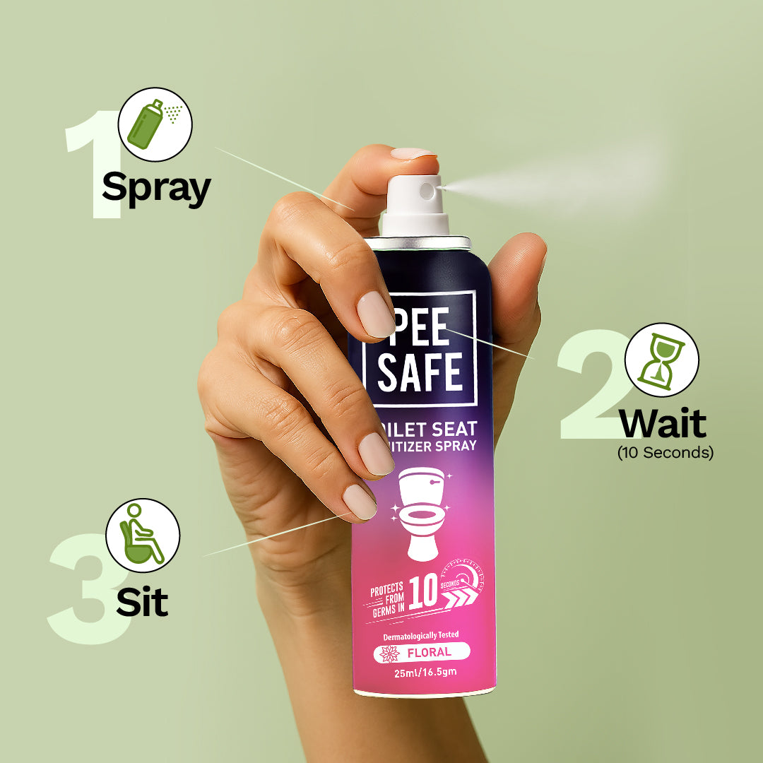 Pee Safe Mini Toilet Seat Sanitizer Spray (Floral) - 25 ML (Pack Of 6)