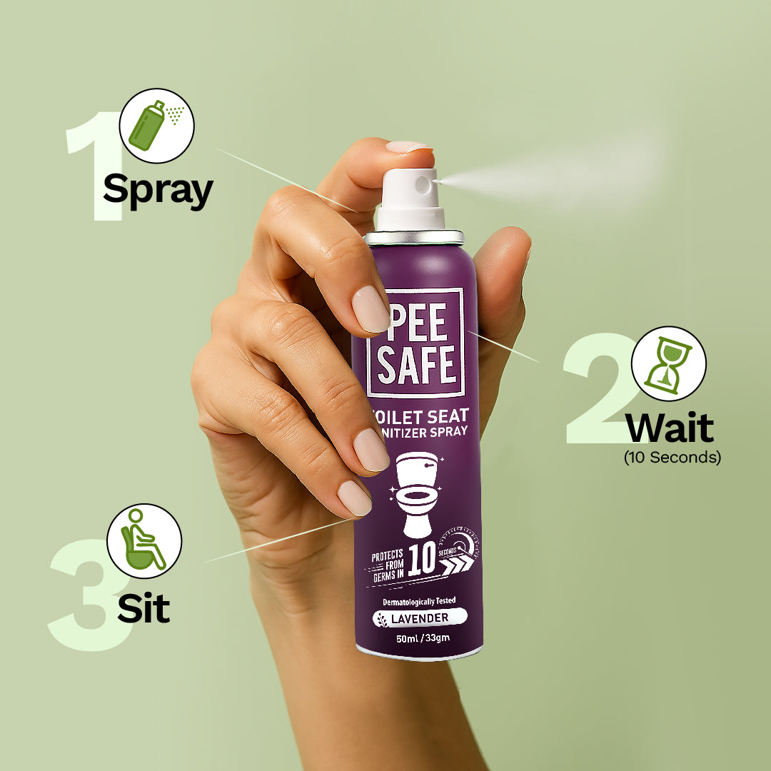 Pee Safe Toilet Seat Sanitizer Spray (Lavender) - 50 ML - BULK BUY