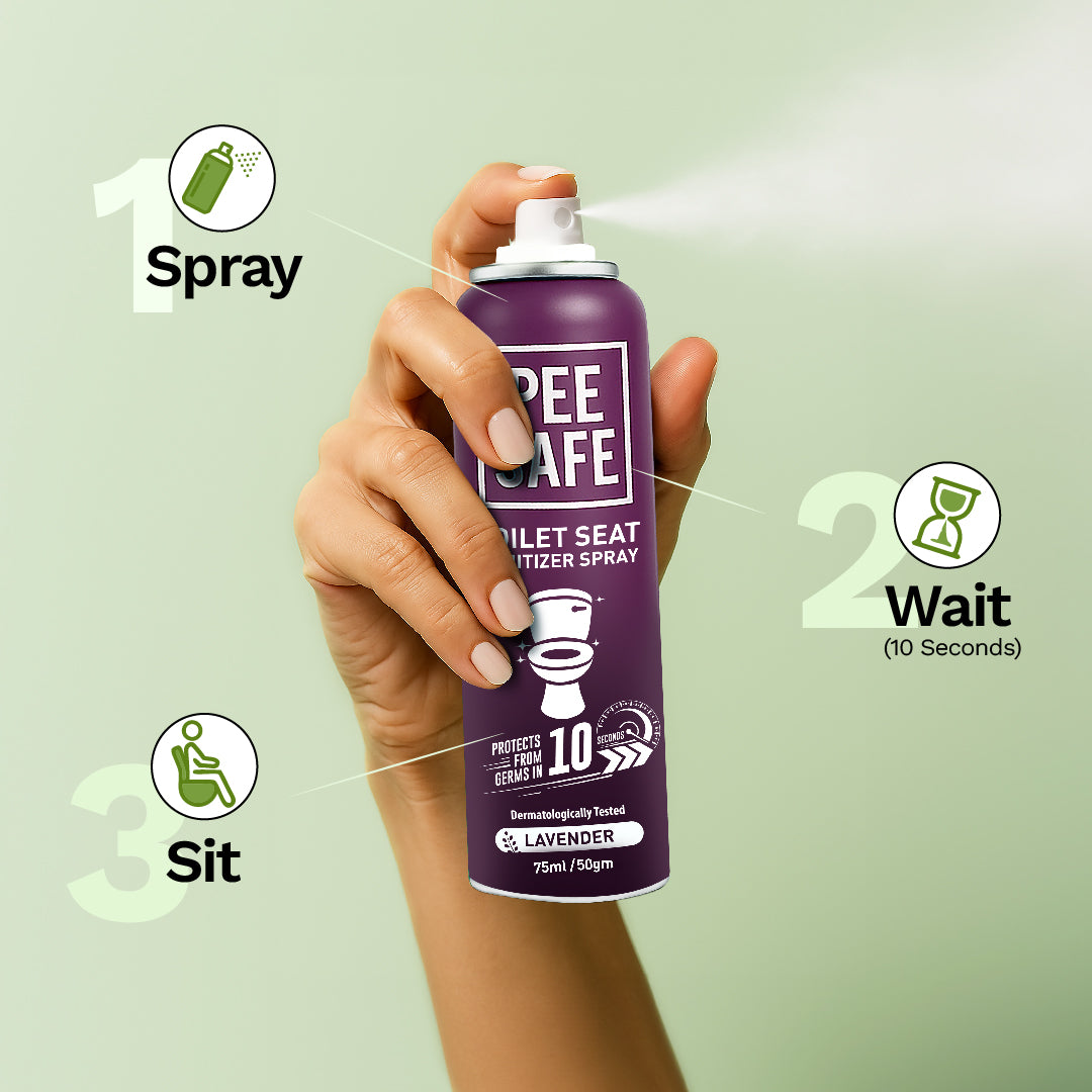 Pee Safe Toilet Seat Sanitizer Spray (Lavender) - 75 ML - BYOC