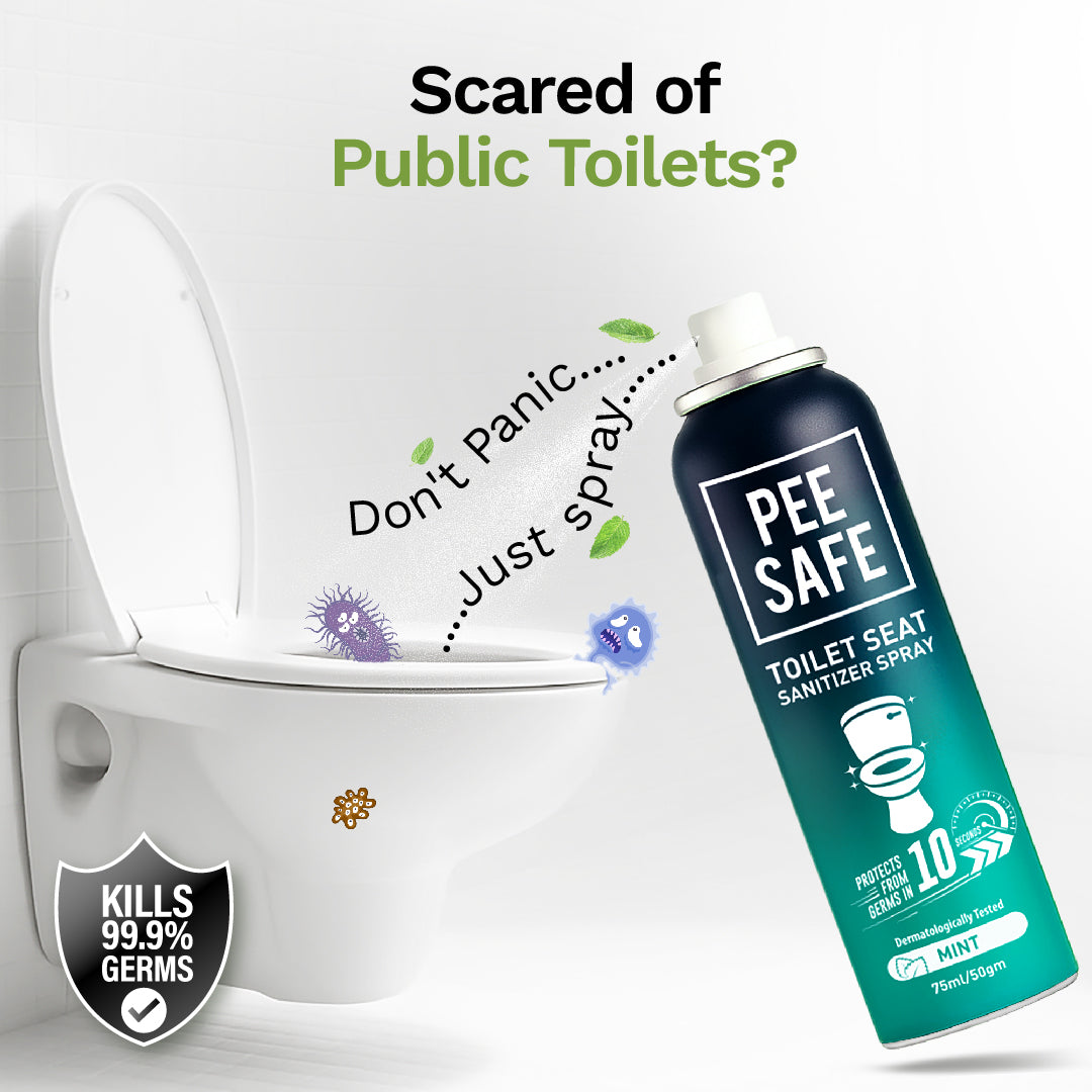 Pee Safe Toilet Seat Sanitizer Spray (Mint) - 75 ML (Pack of 2)