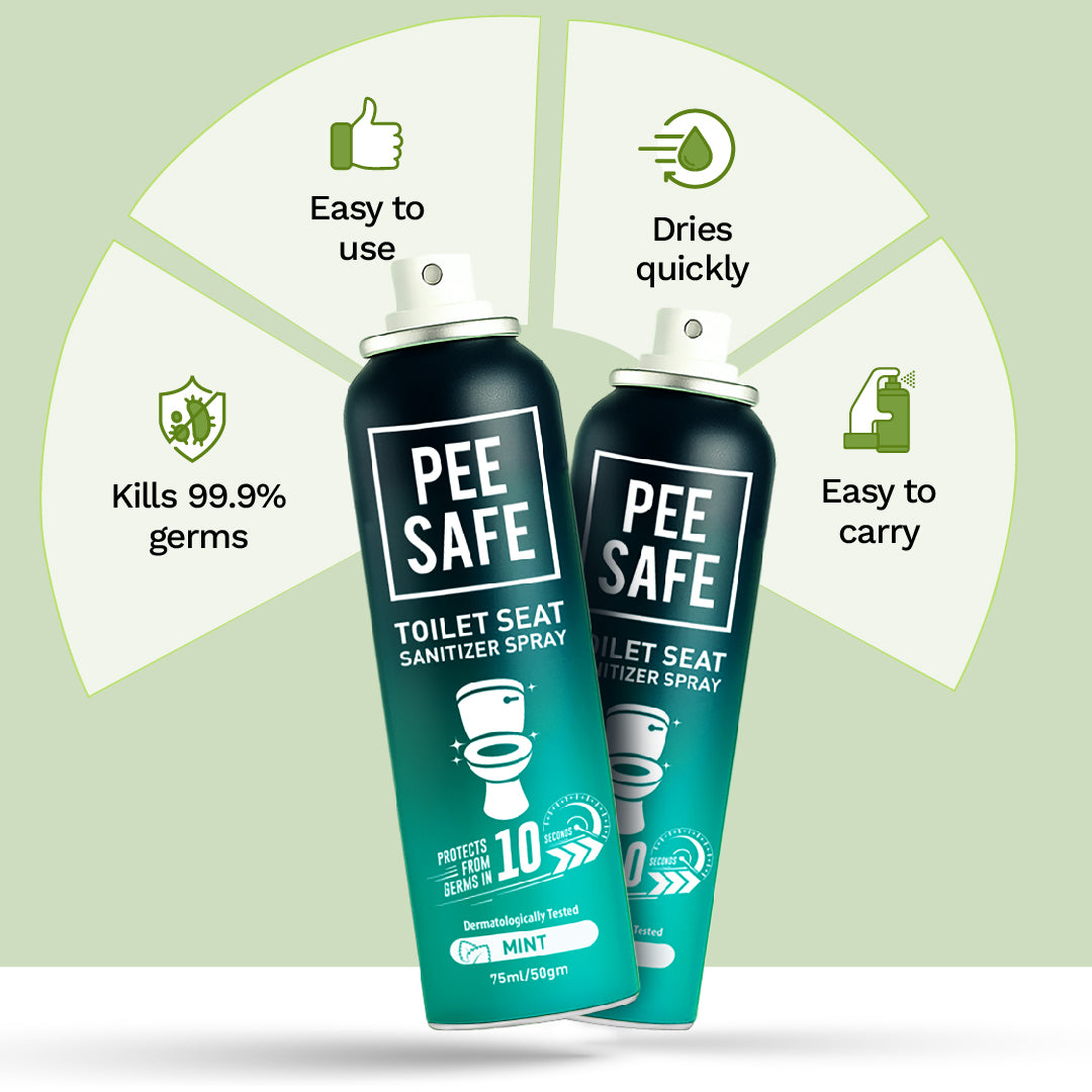 Pee Safe Toilet Seat Sanitizer Spray (Mint) - 75 ML (Pack of 2)
