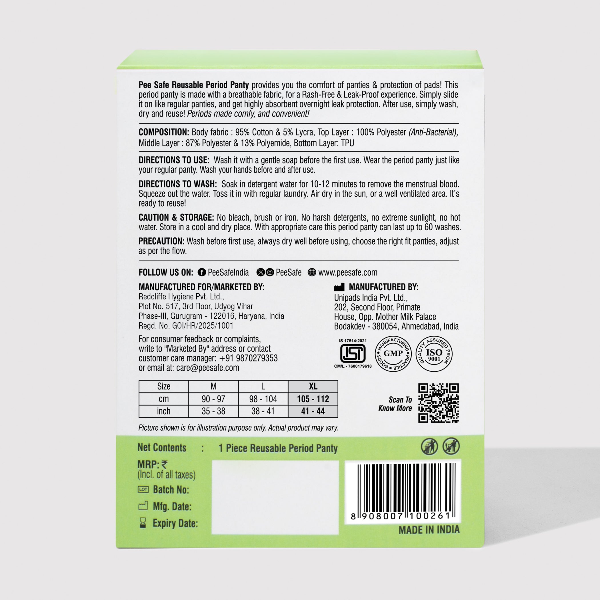Pee Safe Reusable Period Panty - Extra Large