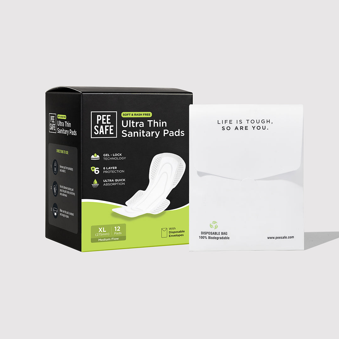 Pee Safe Ultra Thin Sanitary Pads - XL (12 Pads) - BYOC