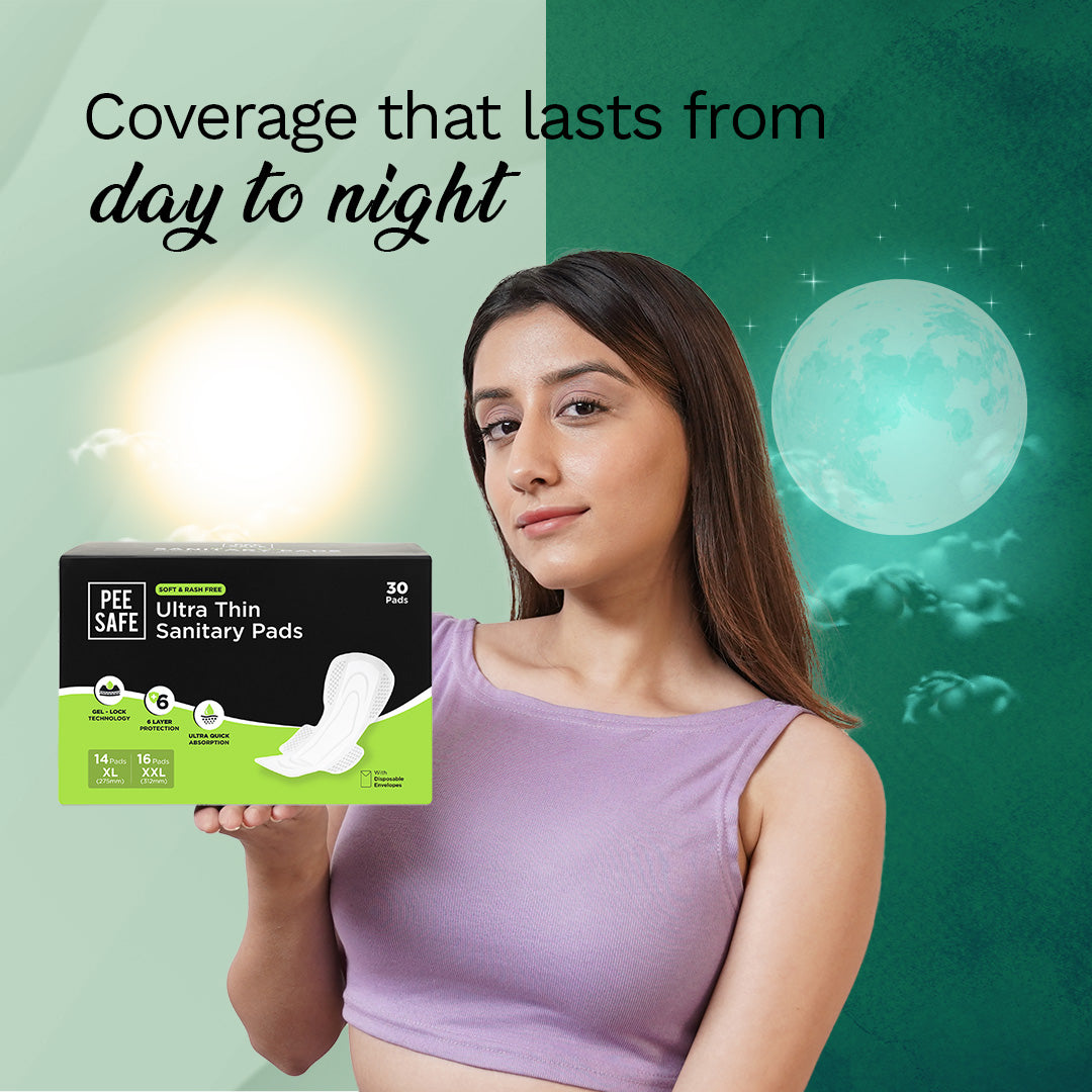 Pee Safe Ultra Thin Sanitary Pad (14 XL & 16 XXL) - Pack of 30