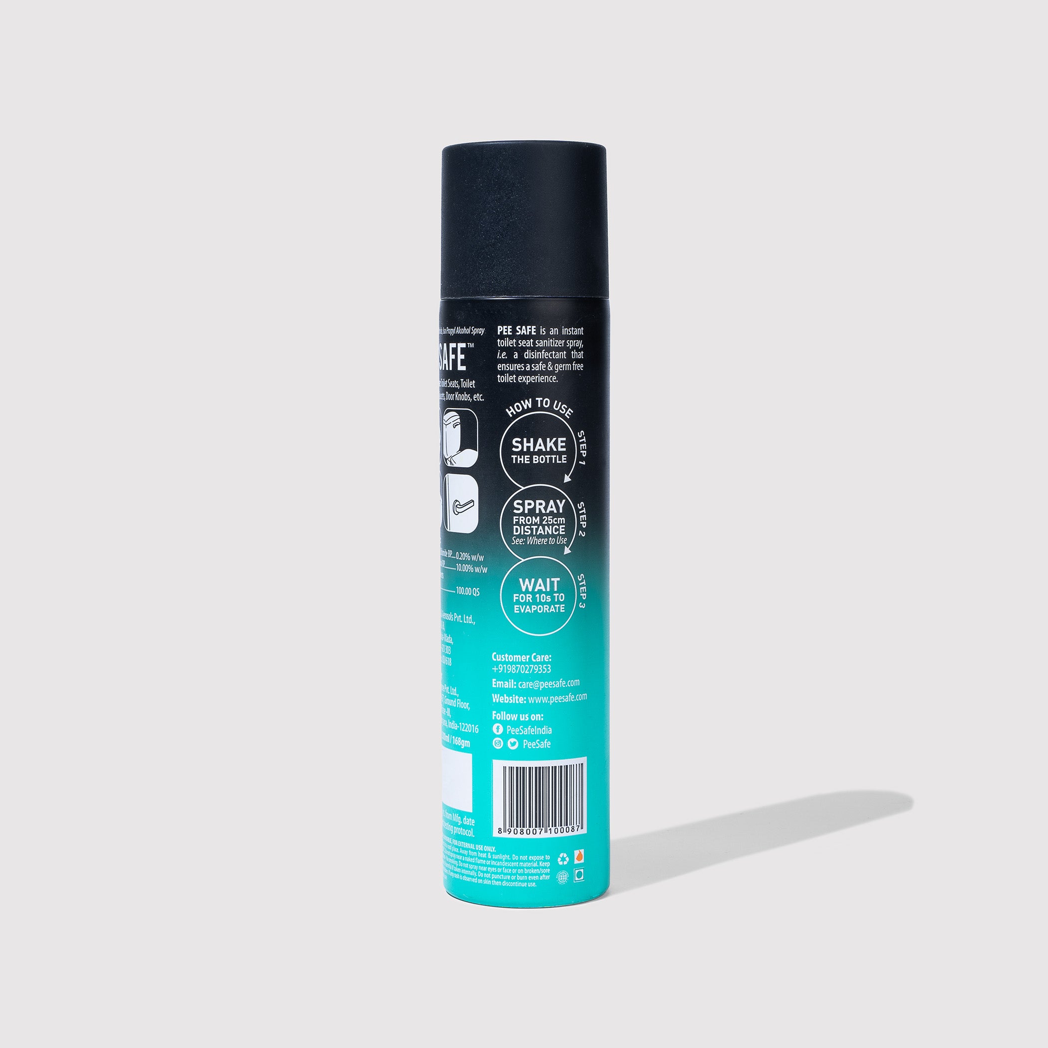 Pee Safe Toilet Seat Sanitizer Spray (Mint) - 300 ML - BYOC