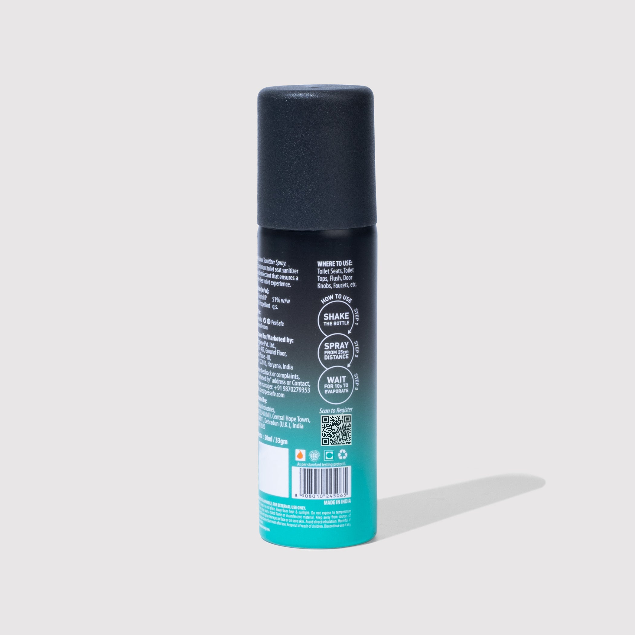 Pee Safe Toilet Seat Sanitizer Spray (Mint) - 50 ML- BYOC