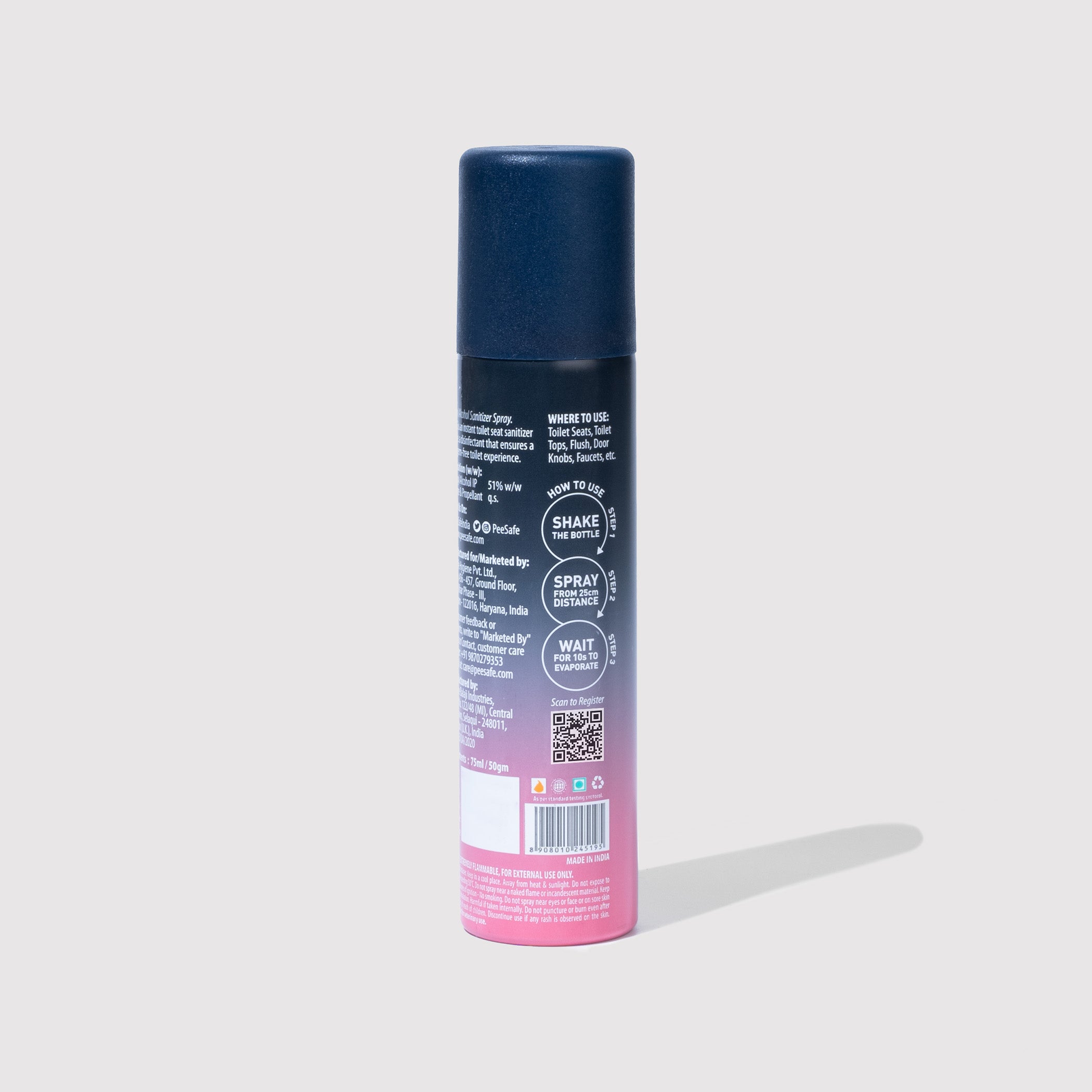 Pee Safe Toilet Seat Sanitizer Spray (Floral) - 75 ML (Pack of 3)