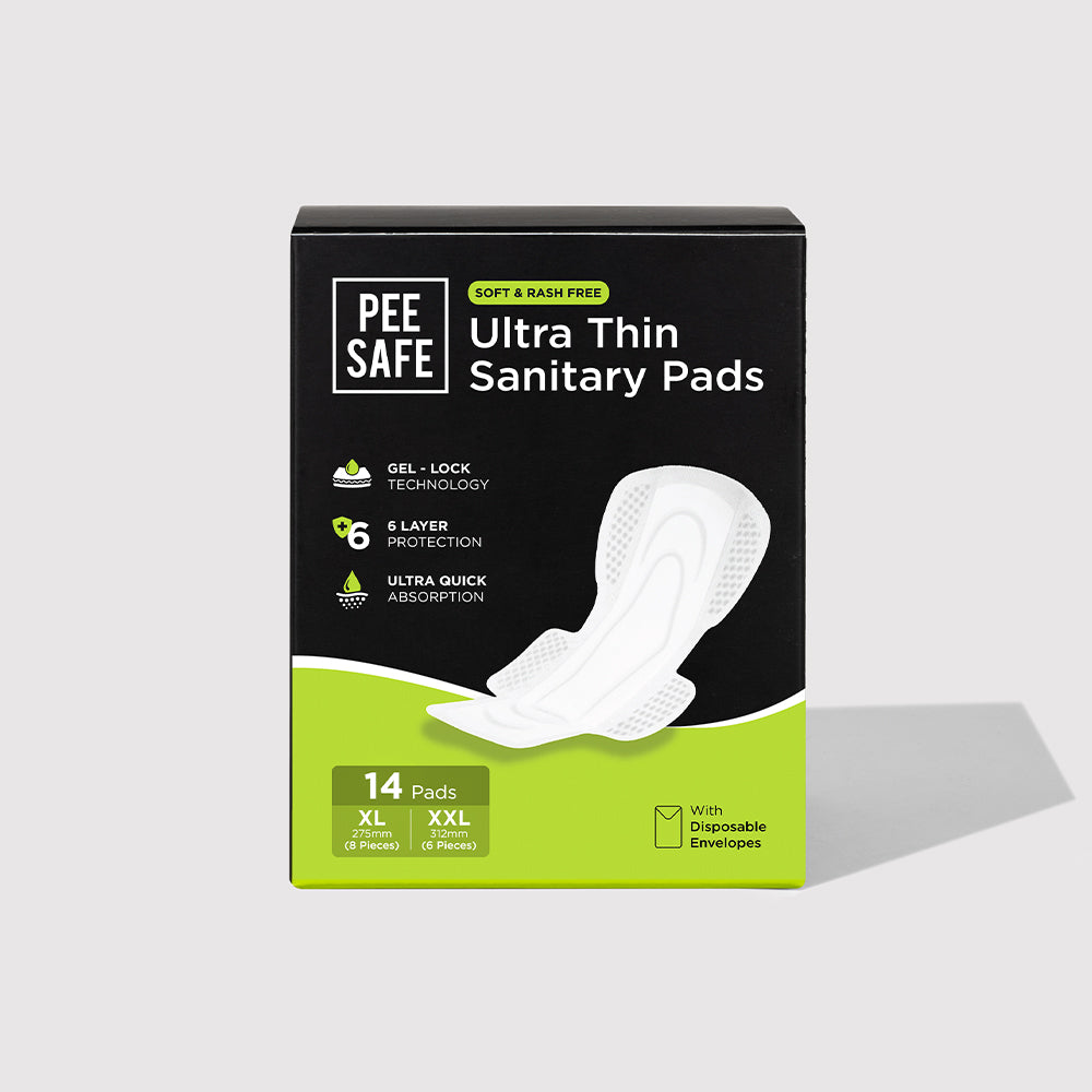 Pee Safe Ultra Thin Sanitary Pad (8 XL & 6 XXL) - Pack of 14