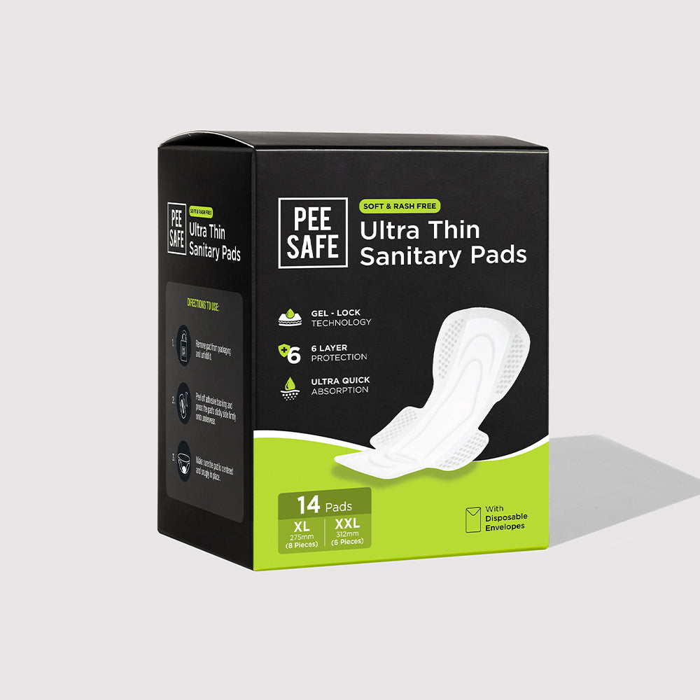 Pee Safe Ultra Thin Sanitary Pad (8 XL & 6 XXL) - Pack of 14