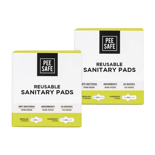 Reusable Sanitary Pads(6 Regular Pads + 2 Night Pads) - Pack of 2