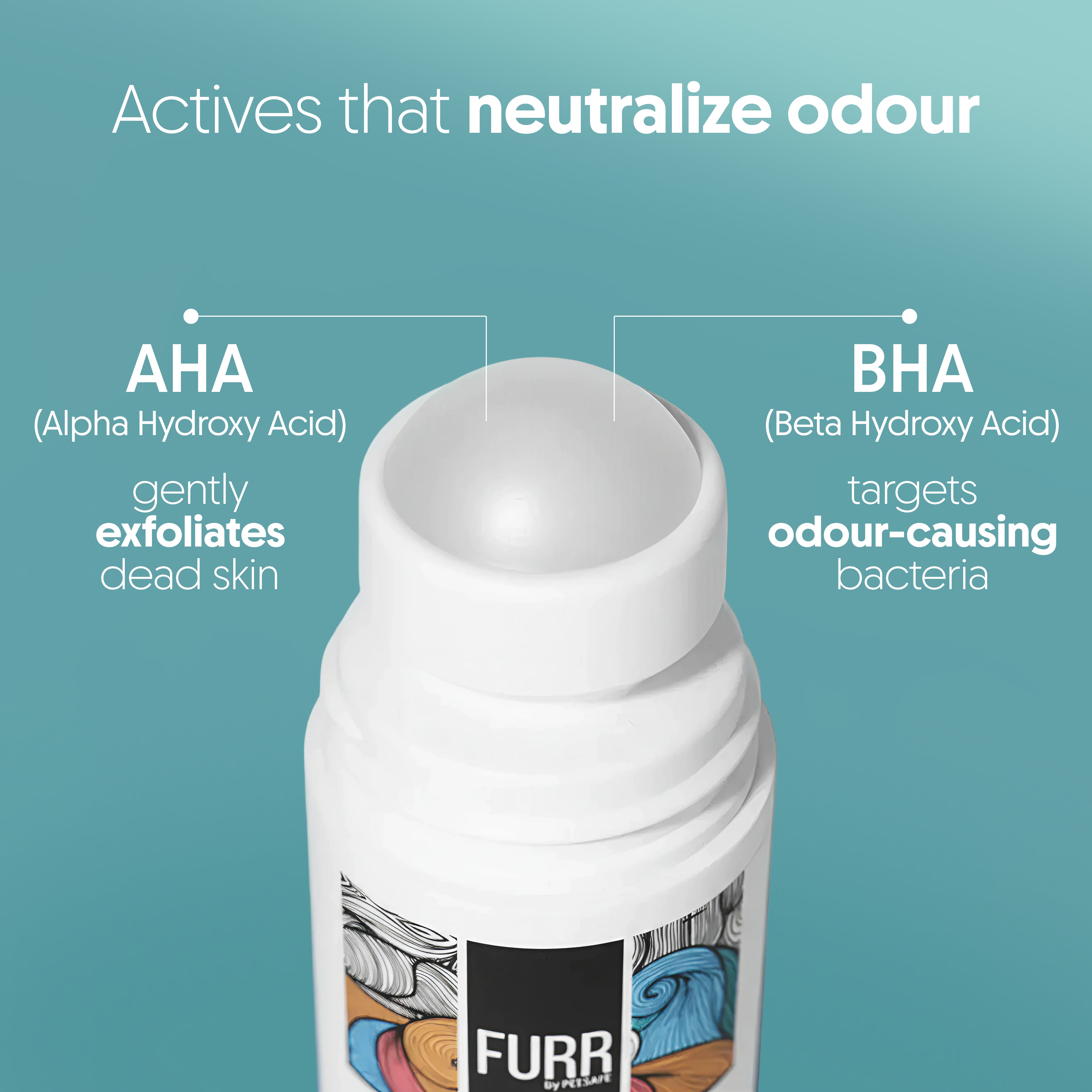 Furr 4% AHA BHA Underarm Roll-On - Aqua - (BYOC)