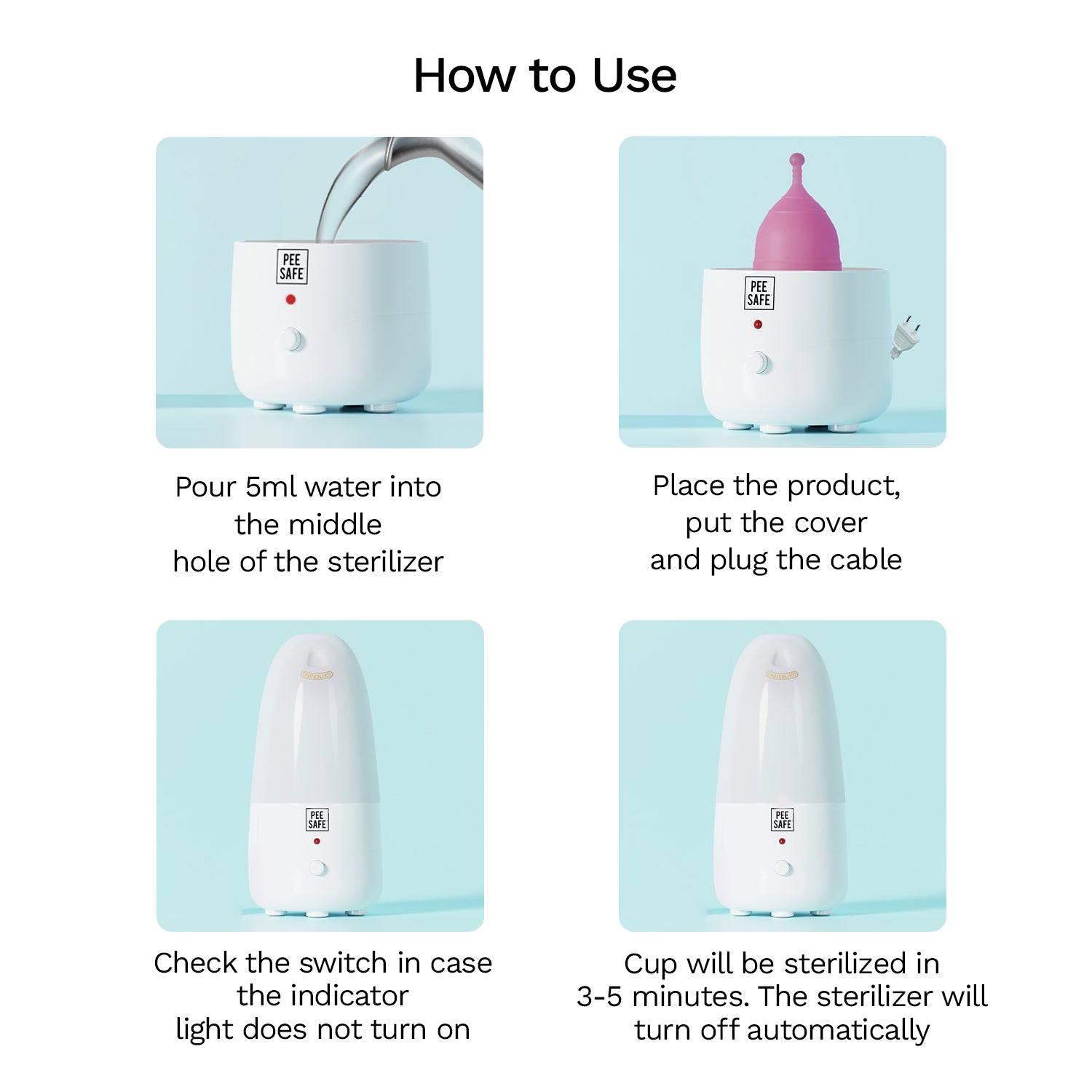 Pee Safe Menstrual Cup Steam Sterilizer - BDL