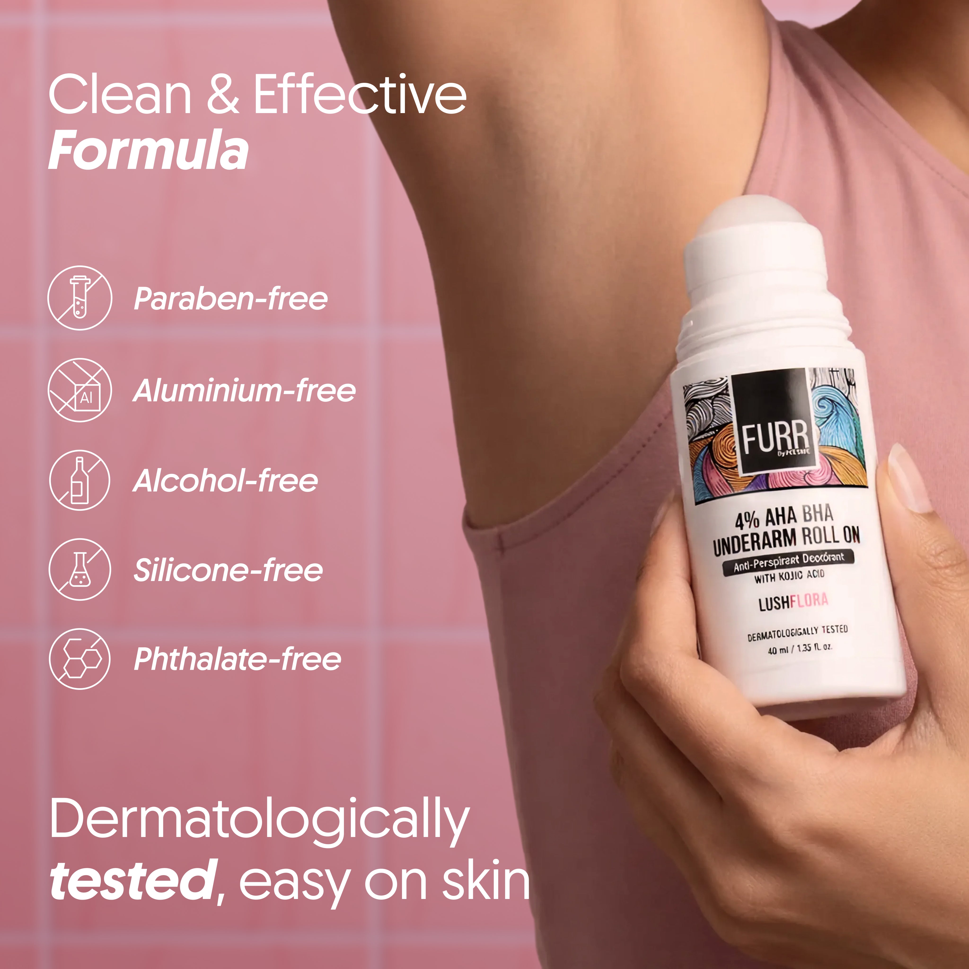 Furr 4% AHA BHA Underarm Roll On - Flora - (BYOC)