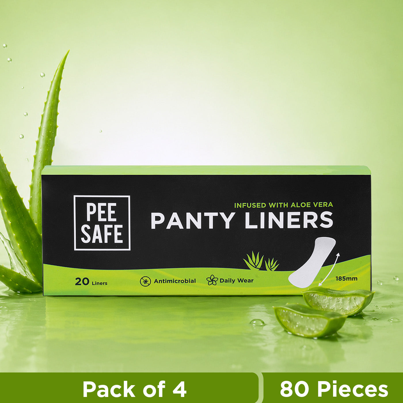 Pee Safe Aloe Vera Panty Liners (Pack of 4, 80 Liners)