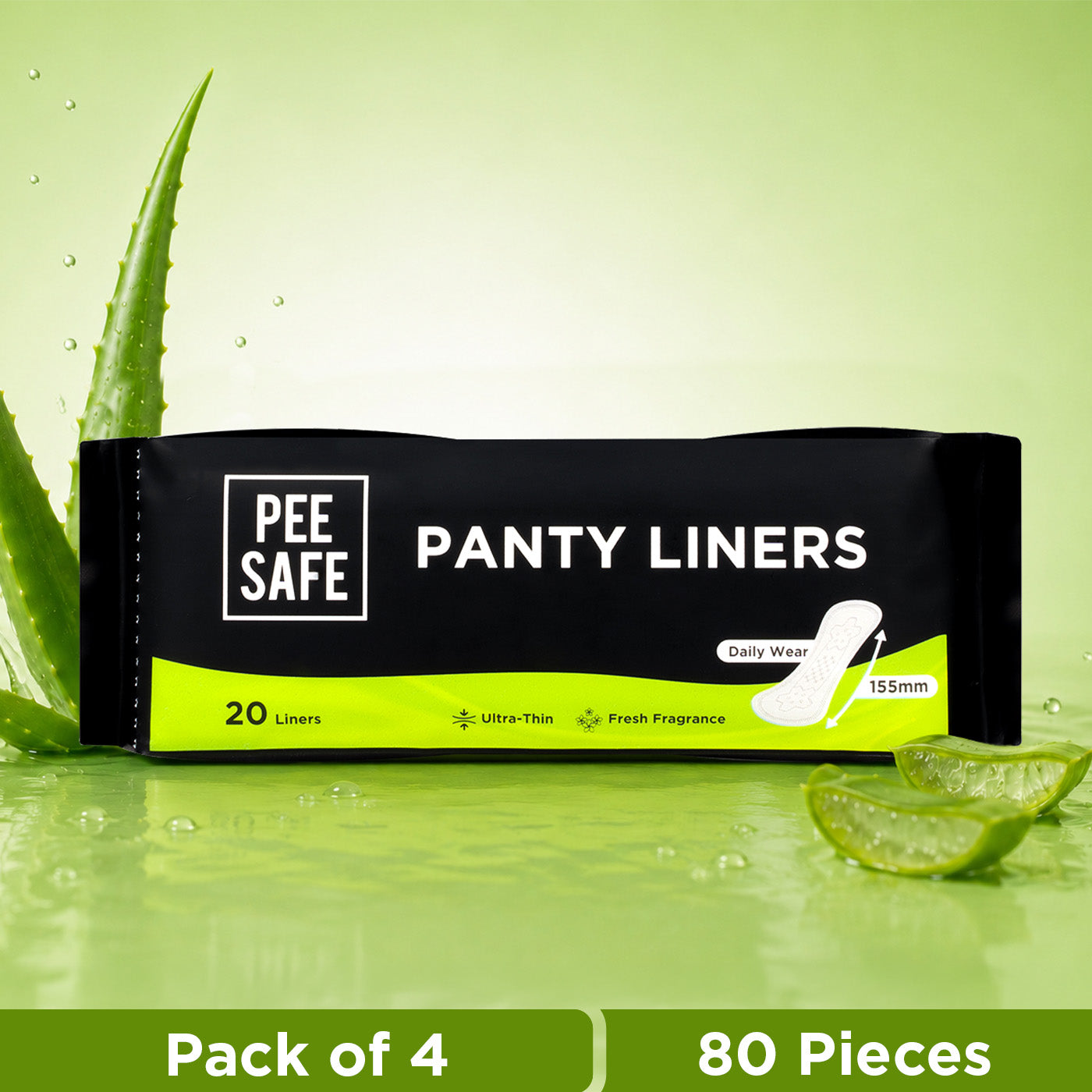 Pee Safe Aloe Vera Panty Liners (Pack of 4, 80 Liners) - BYOC