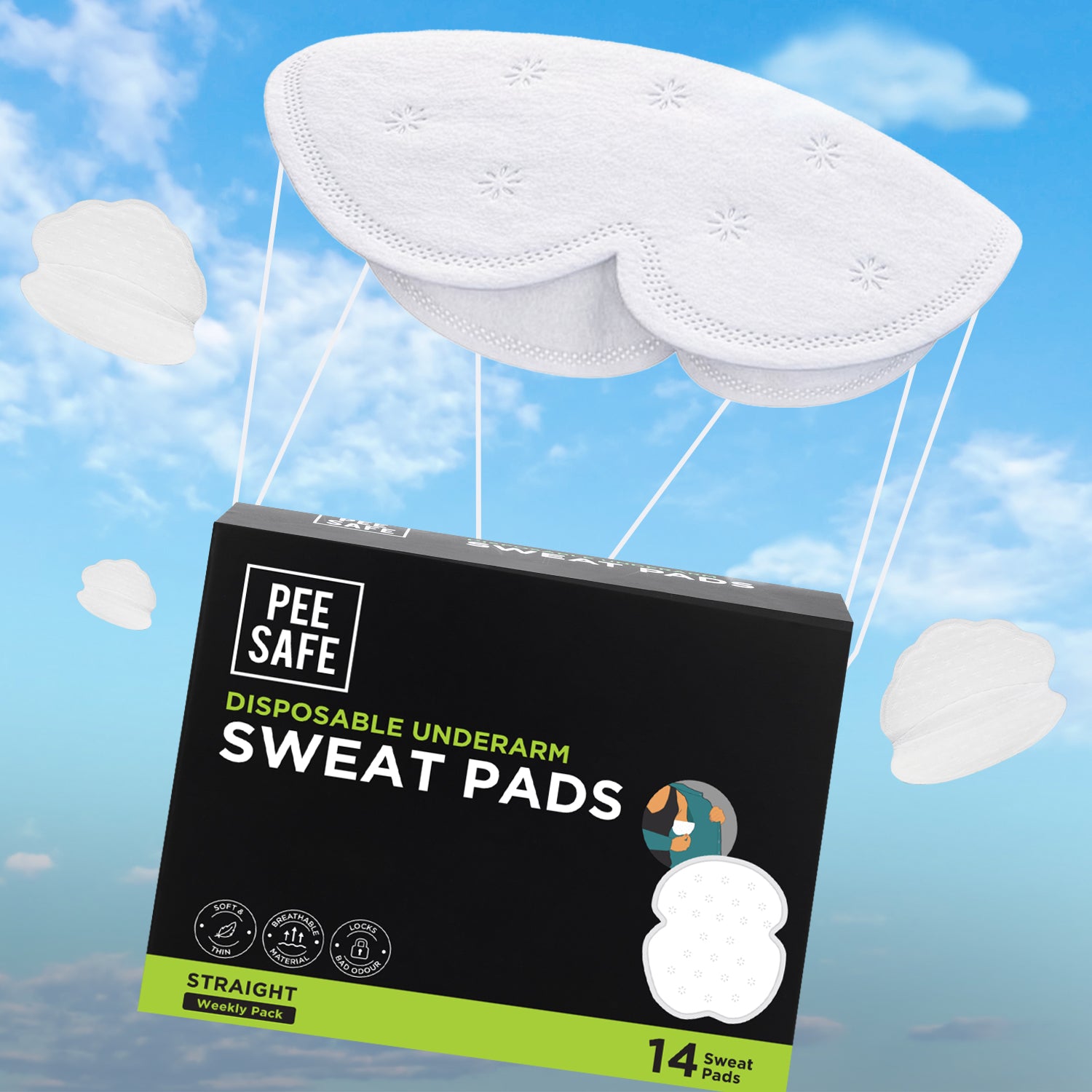 Pee Safe Underarm Sweat Pads (Straight) - 14 Pads