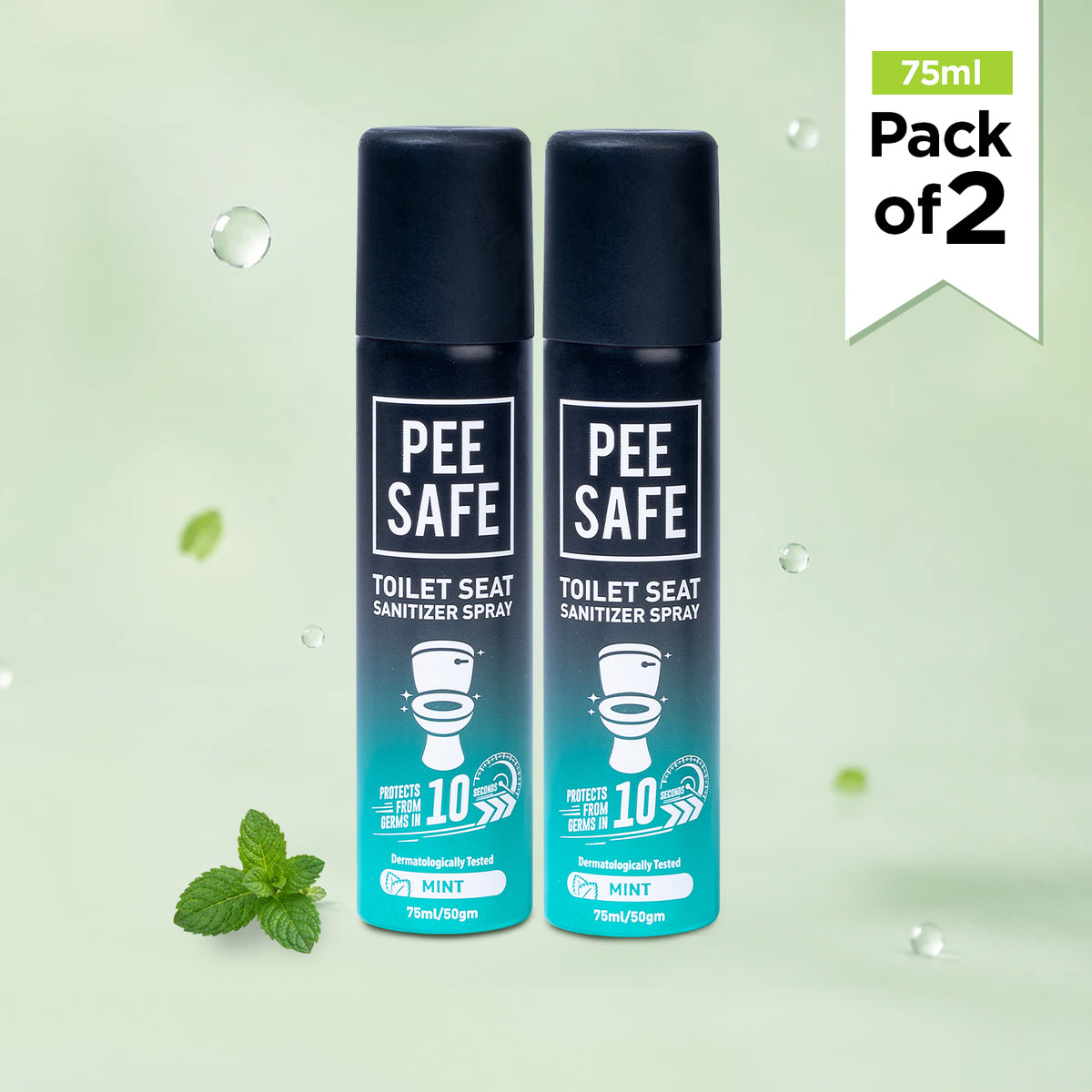 Mint Pack 2 (75ML) Toilet Seat Sanitizer Spray