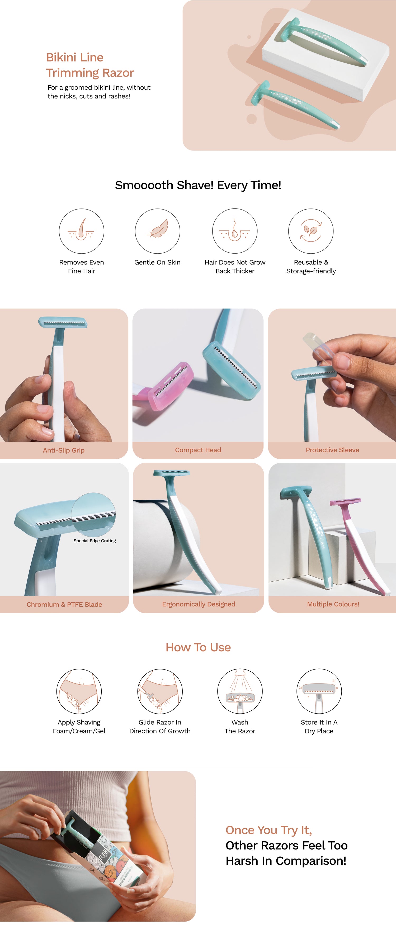 Bikini Line Trimming Razor For Women (3N)