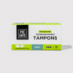 Pee Safe Biodegradable Tampons- Super (16 Tampons) -BYOC