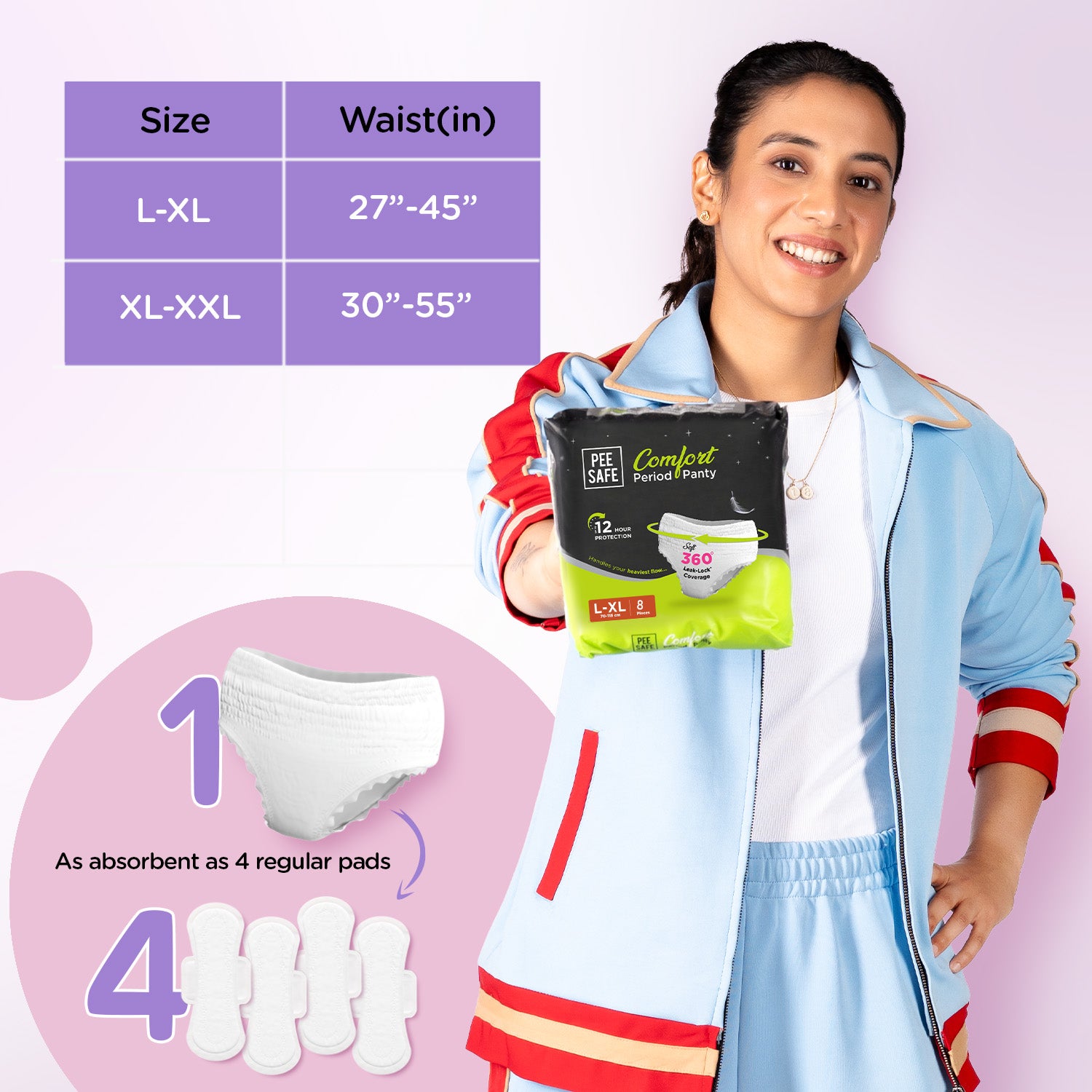 Pee Safe Comfort Period Panty (L-XL) 4N - (Pack Of 2)