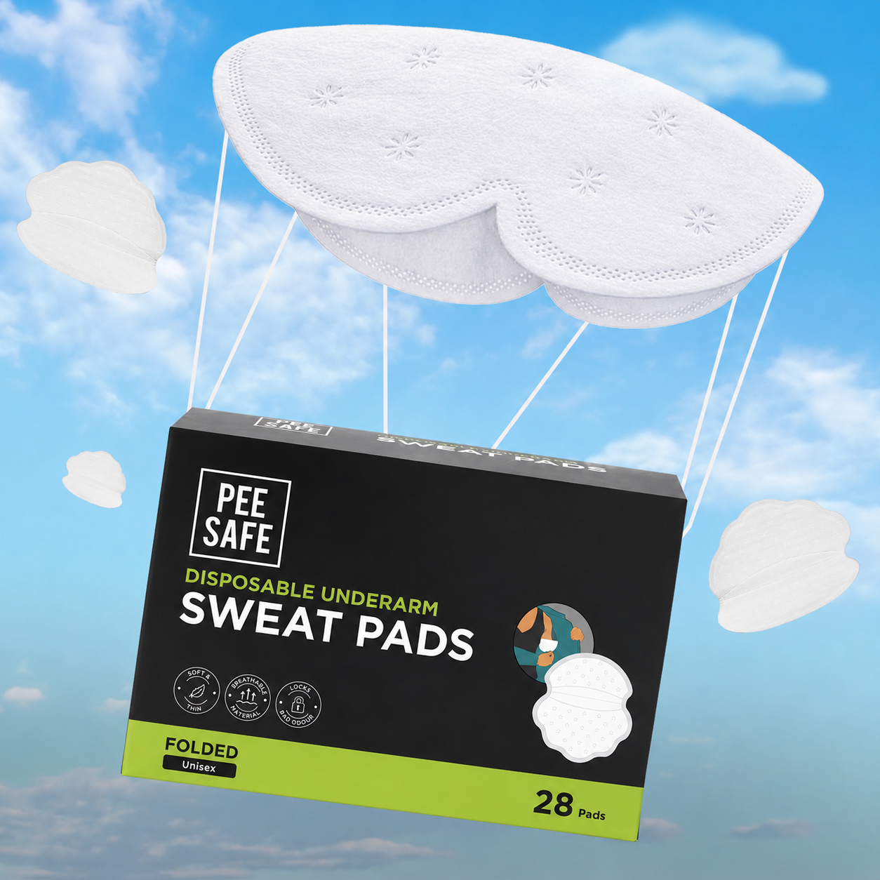 Pee Safe Disposable Underarm Sweat Pads (Folded) - 14 Pads