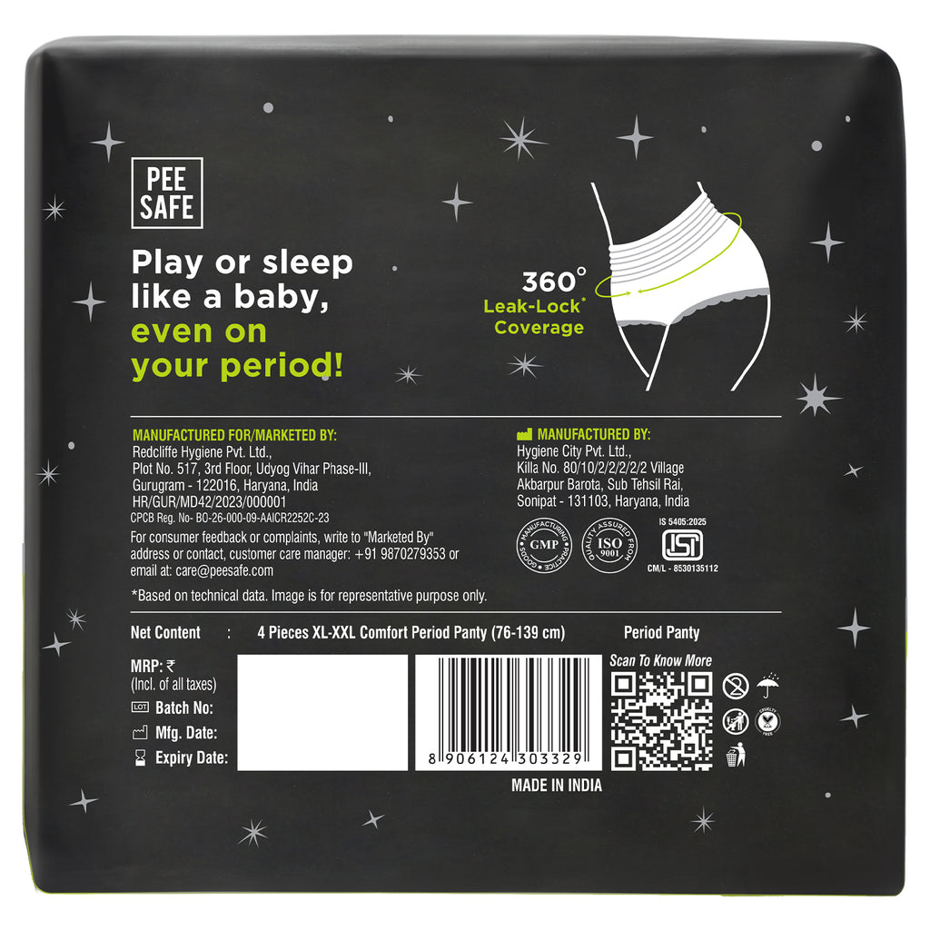 Pee Safe Comfort Period Panty (XL-XXL) 4N (Pack of 4) - BYOC