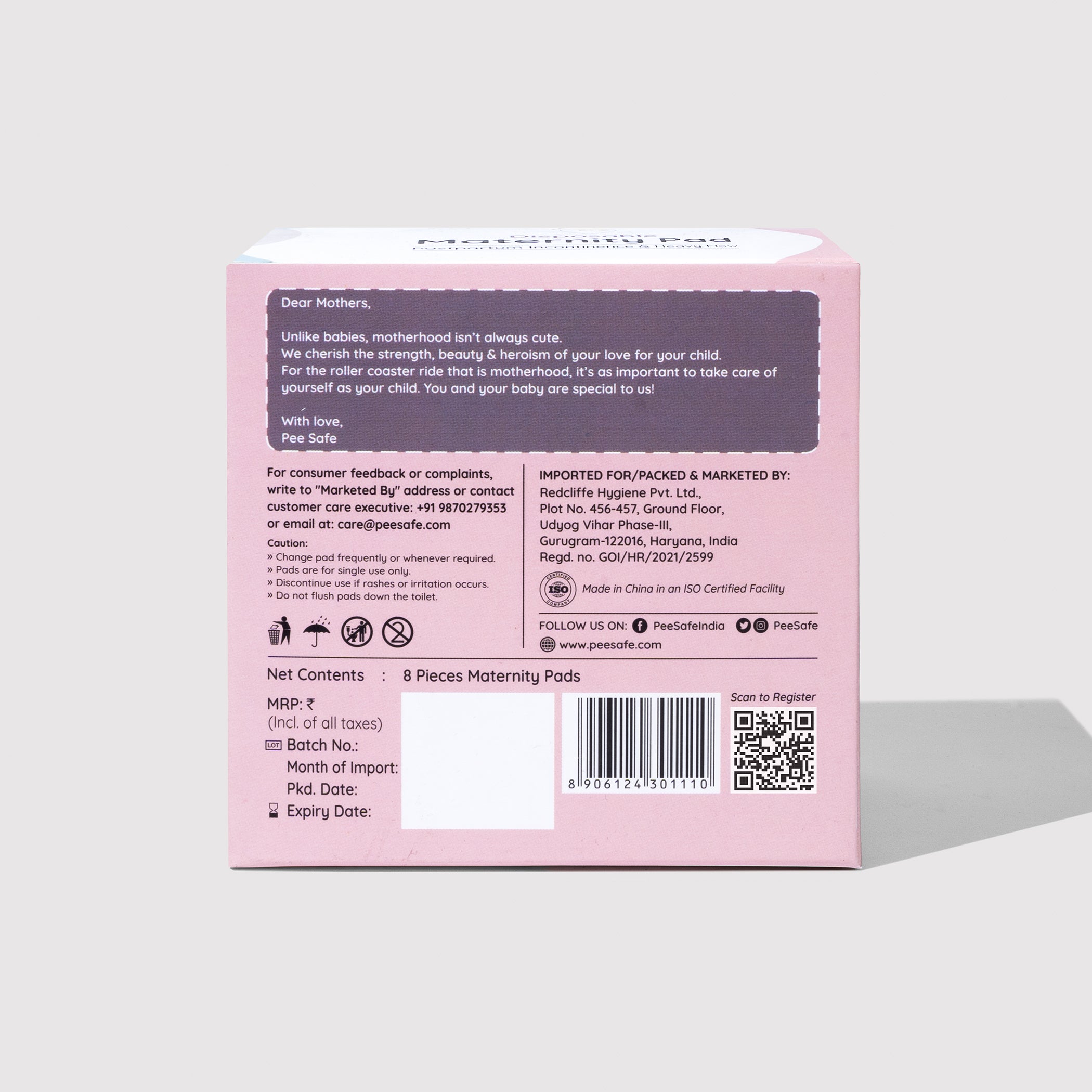 Pee Safe Maternity Pads - 8 Pads (480 MM) - BYOC