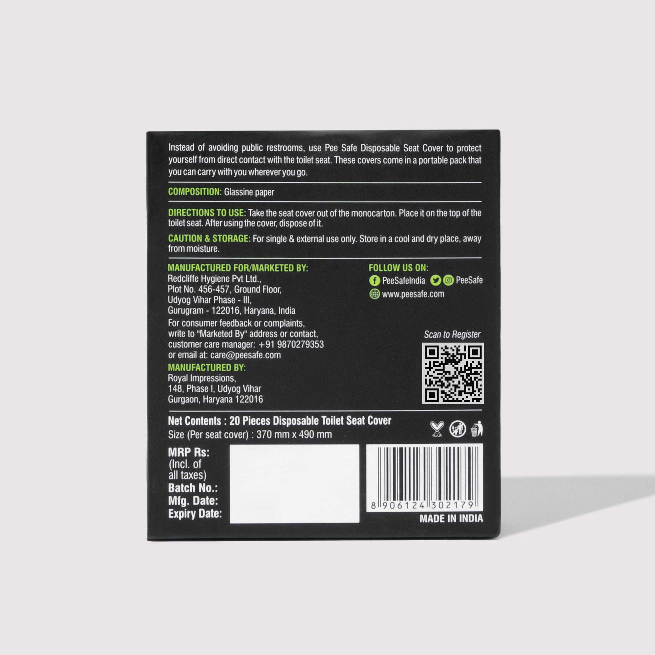 Pee Safe Disposable Toilet Seat Cover (20N) - BULK BUY