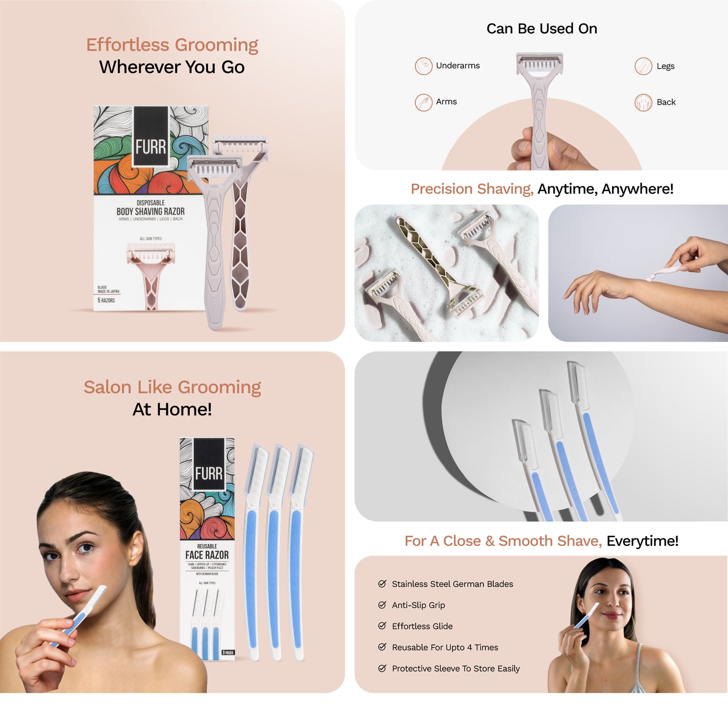 Disposable Body Razor & Reusable Face Razor