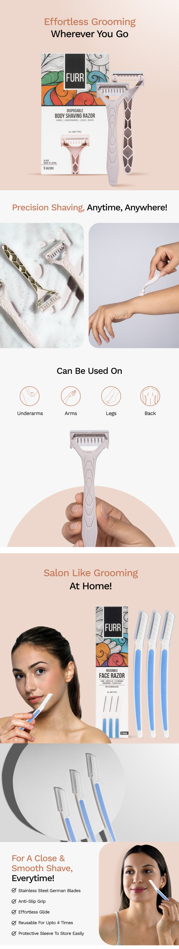 Disposable Body Razor & Reusable Face Razor