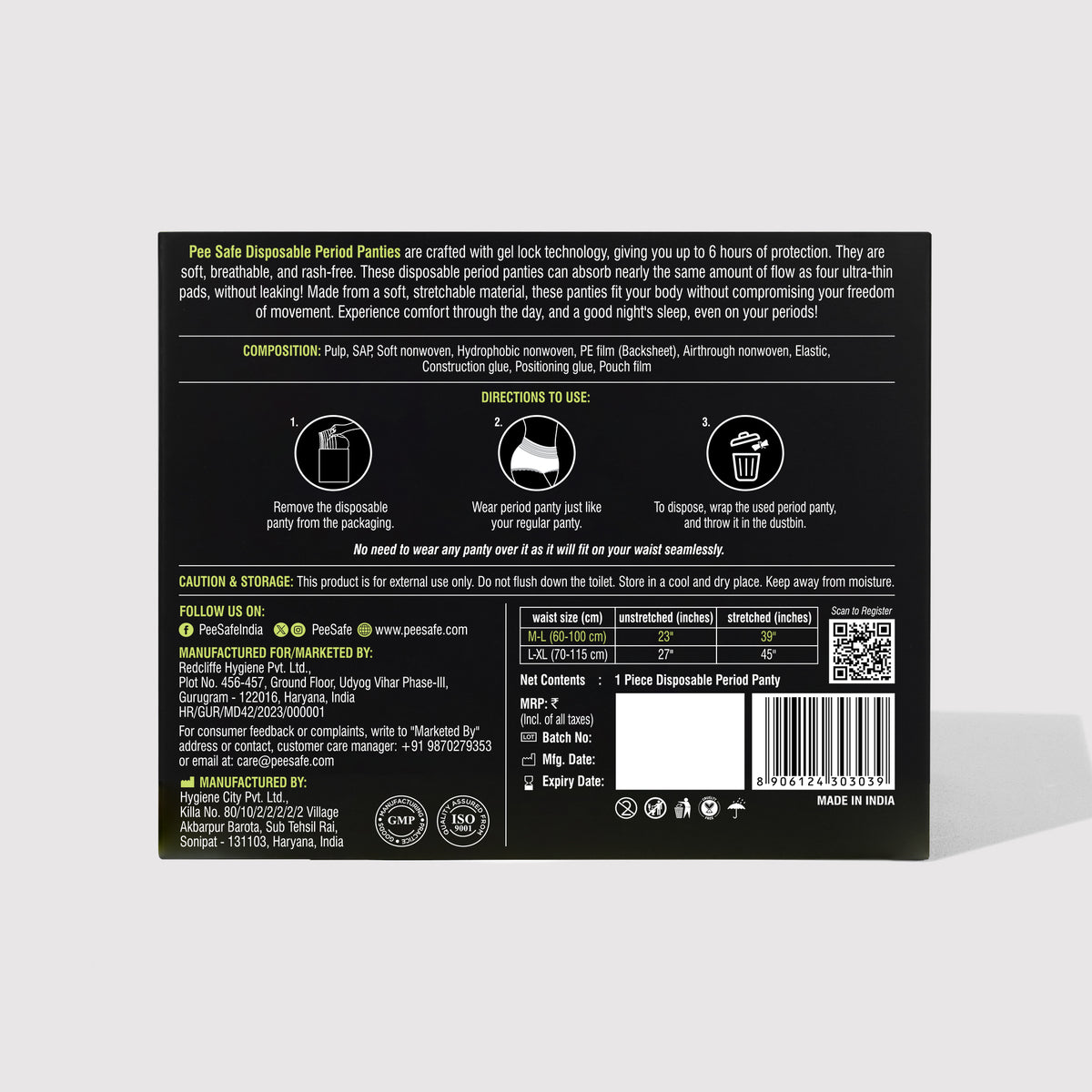 Pee Safe Disposable Period Panty (L-XL) 1N