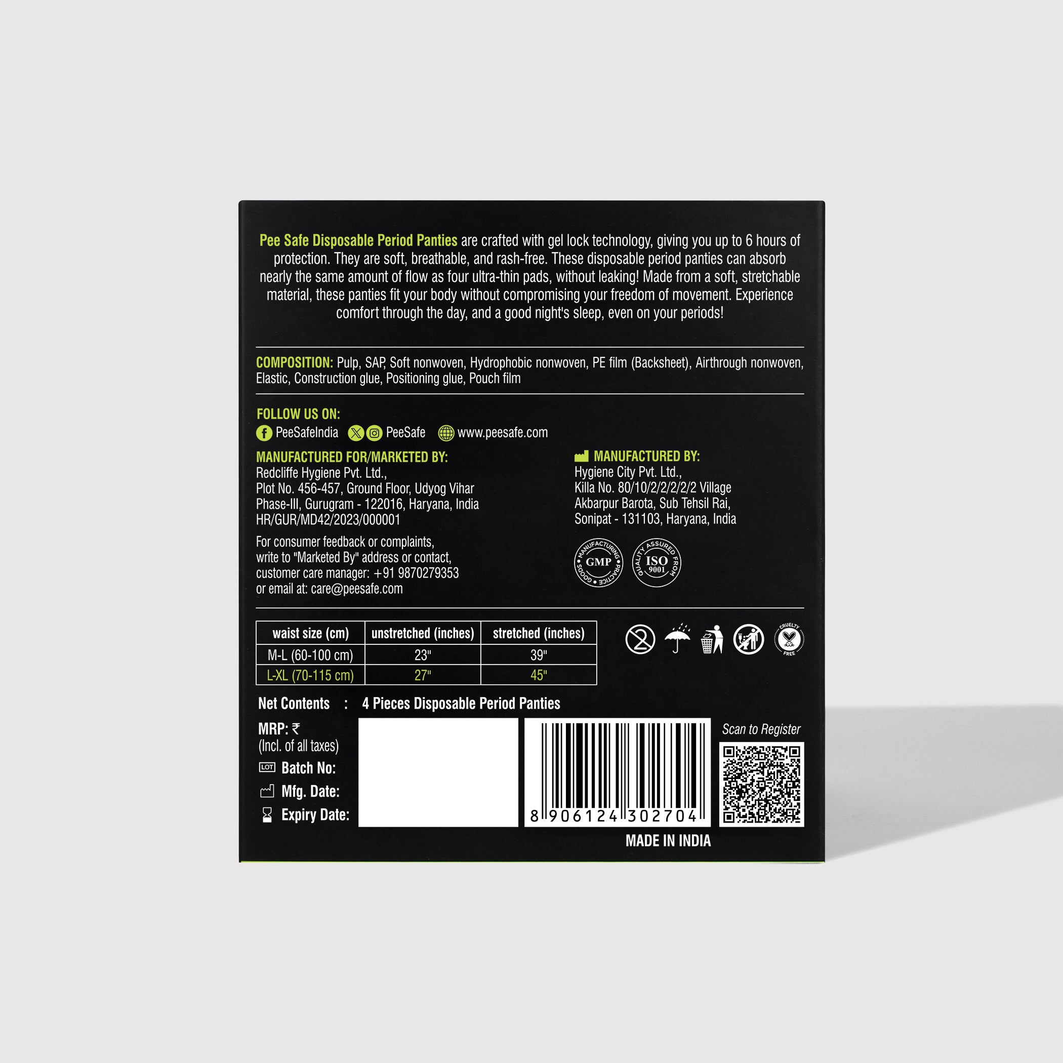 Pee Safe Disposable Period Panty (L-XL) 4N - BULK BUY