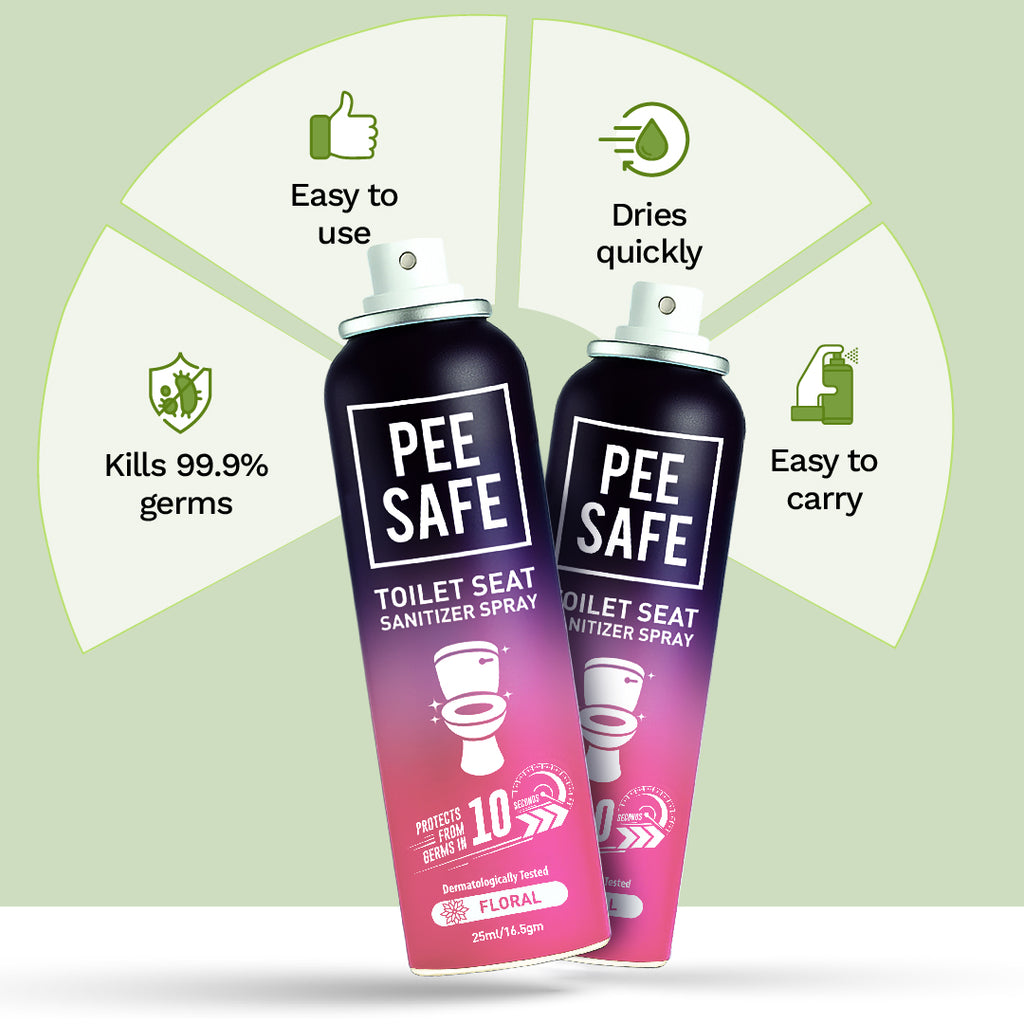 Pee Safe Mini Toilet Seat Sanitizer Spray (Floral) - 25 ML - BYOC