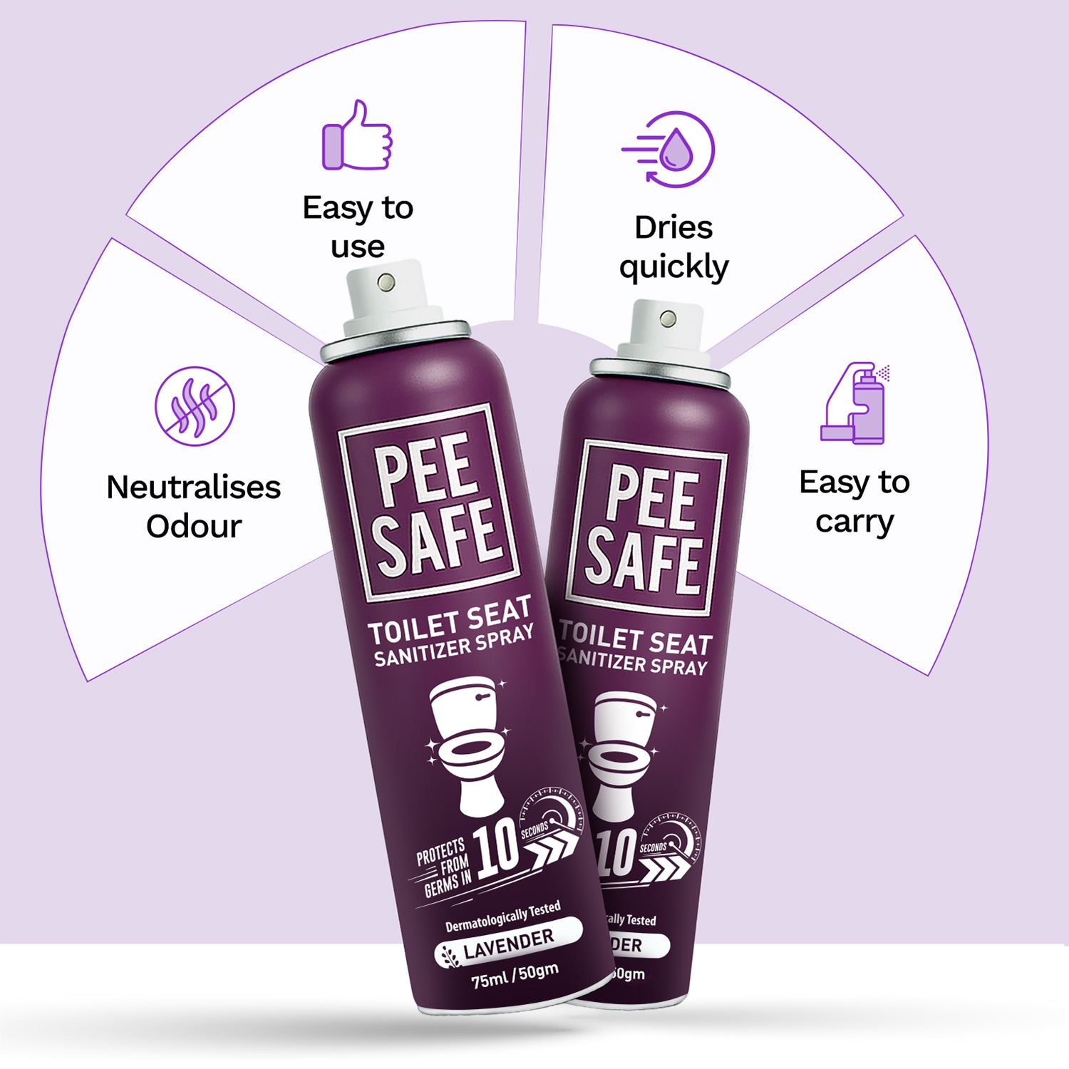 Toilet Seat Sanitizer Spray (Lavender) - 50 ML
