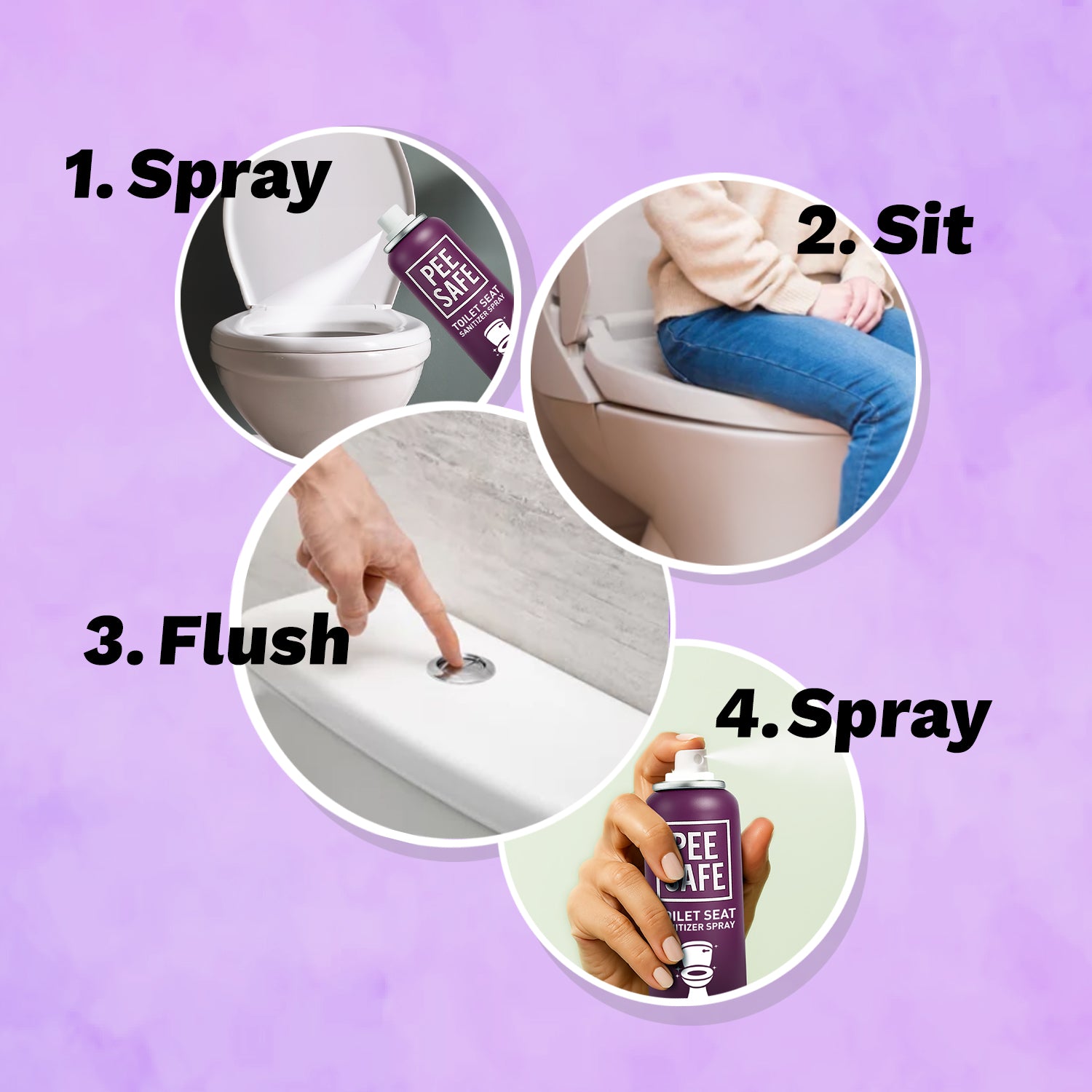 Pee Safe Toilet Seat Sanitizer Spray (Lavender) - 75 ML *