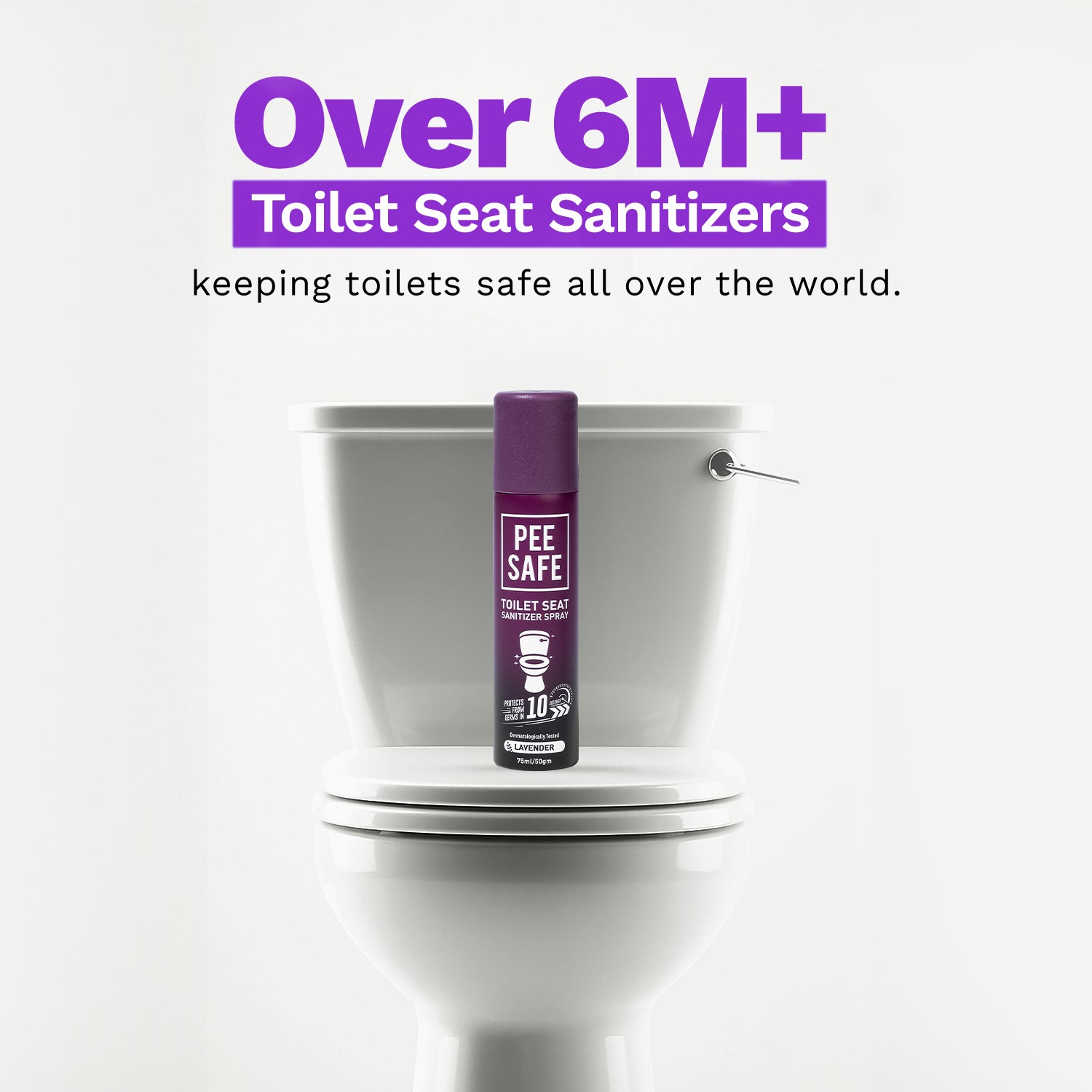 Pee Safe Toilet Seat Sanitizer Spray (Lavender) - 75 ML *