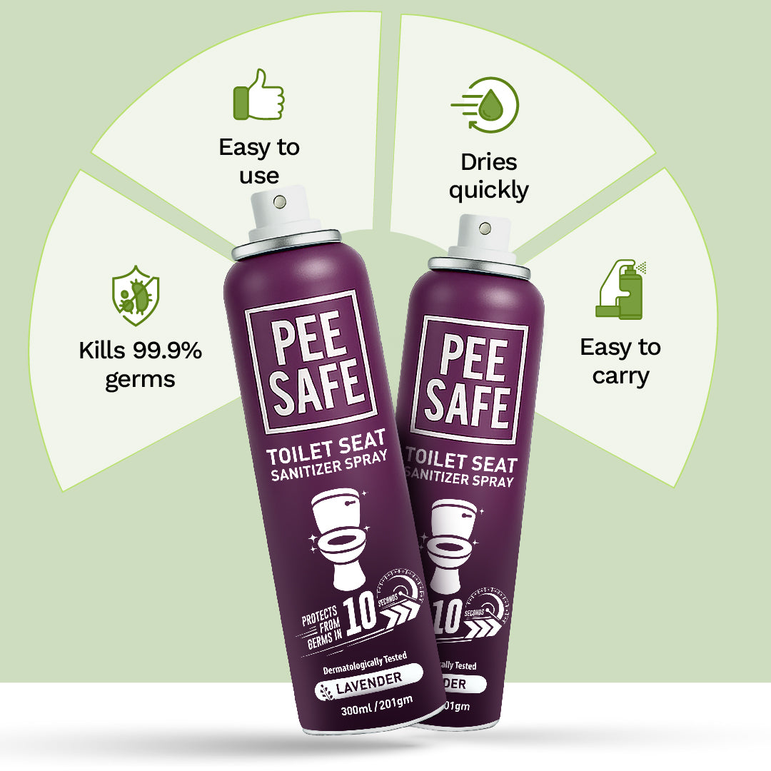 Pee Safe Toilet Seat Sanitizer Spray (Lavender) - 300 ML Pack of 4