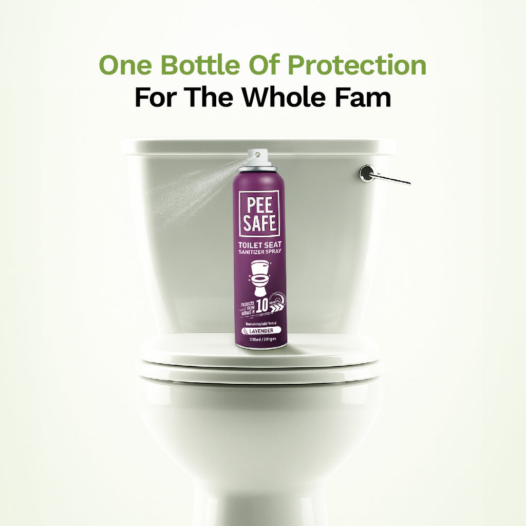 Pee Safe Toilet Seat Sanitizer Spray (Lavender) - 300 ML Pack of 4