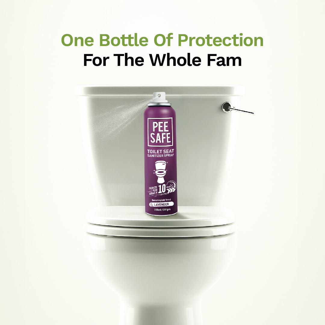 Pee Safe Toilet Seat Sanitizer Spray (Lavender) - 300 ML Pack of 4