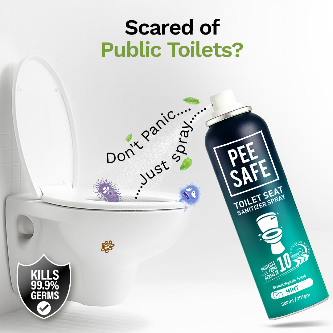 Pee Safe Toilet Seat Sanitizer Spray (Mint & Lavender) - 300 ML Pack of 4