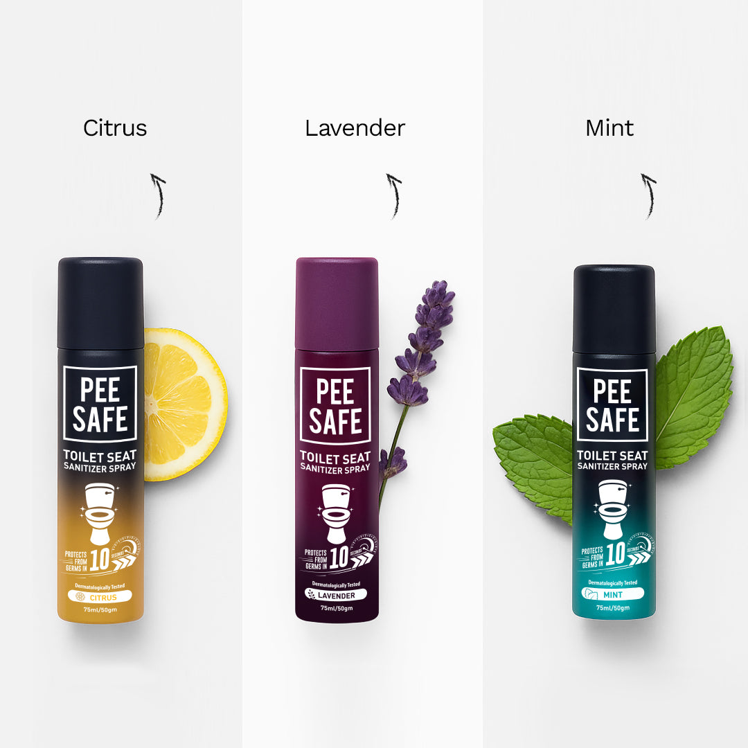 Pee Safe Toilet Seat Sanitizer Spray (Mint, Lavender & Citrus) - 75 ML (Pack of 3)
